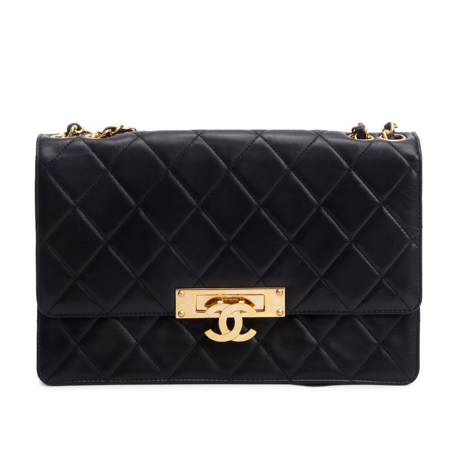 Chanel Beige Lambskin Leather Large Golden Class Flap Bag w/ Box, Receipt & Authenticity Card