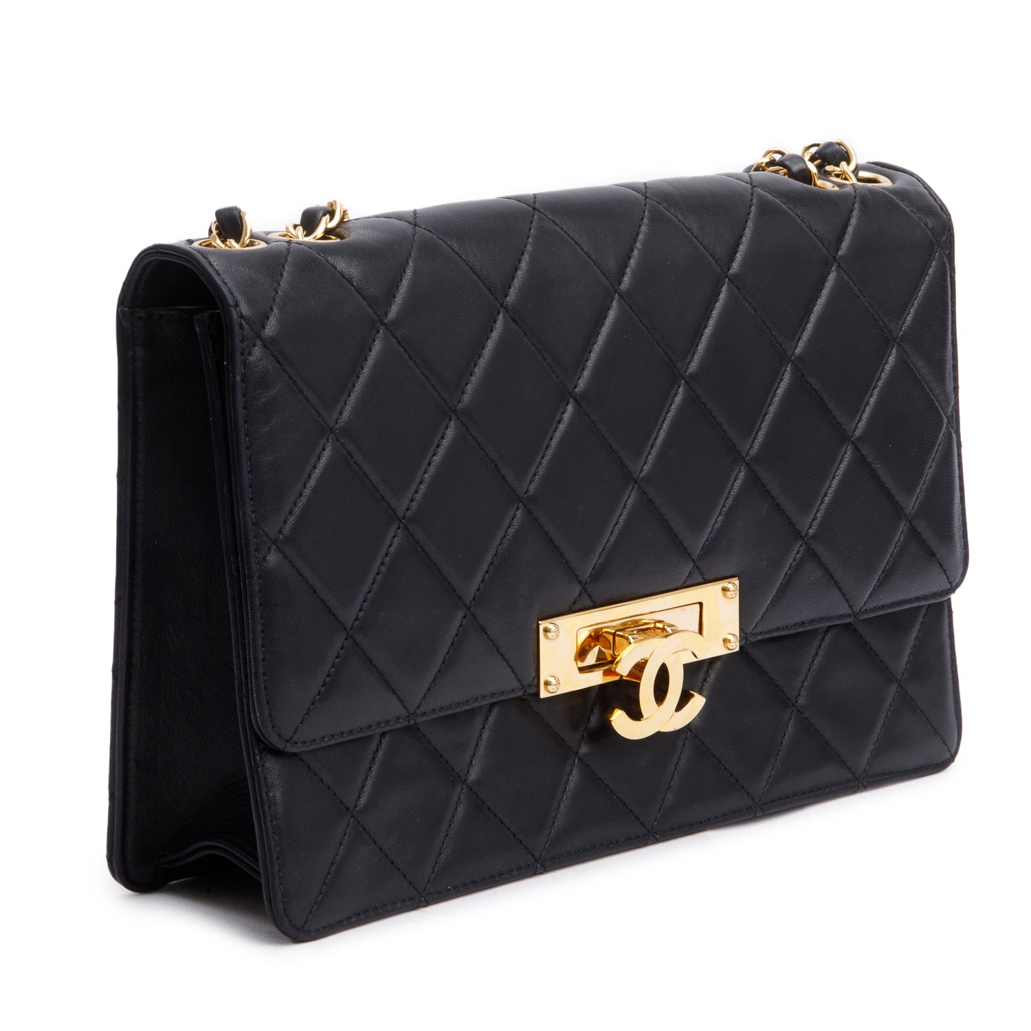 Chanel Beige Lambskin Leather Large Golden Class Flap Bag w/ Box, Receipt & Authenticity Card