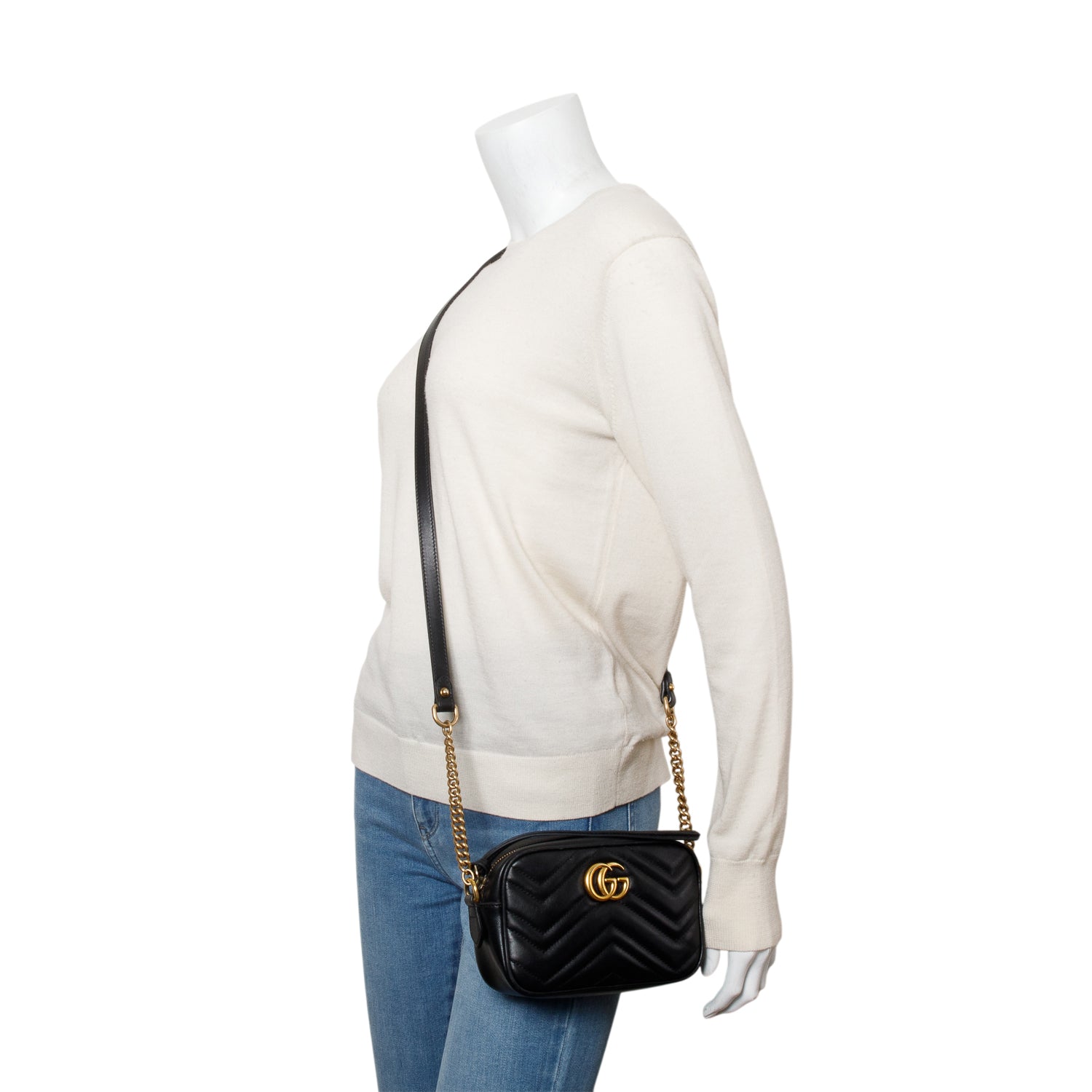 Gucci Black GG Marmont Matelasse Mini Camera Bag w/ Box