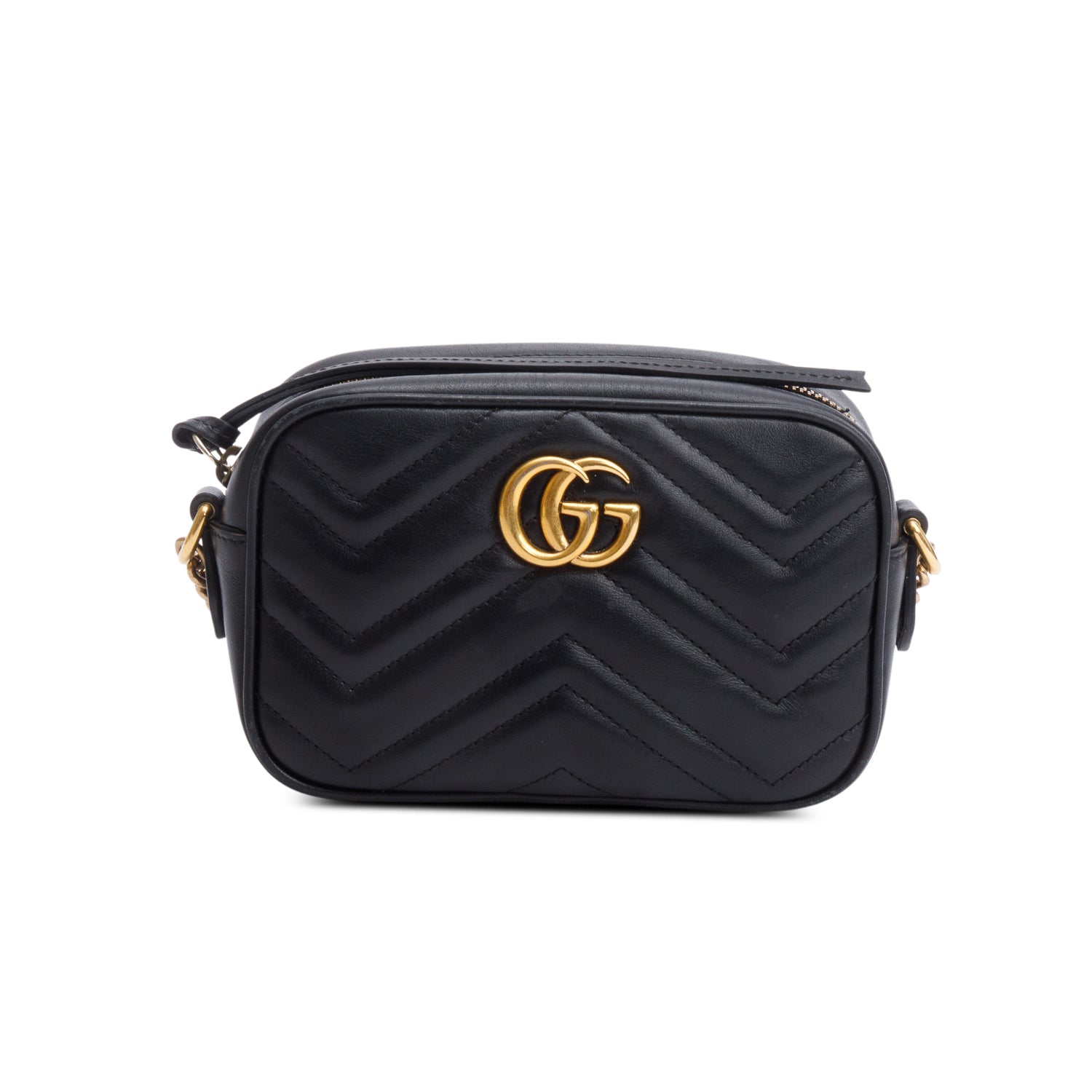 Gucci Black GG Marmont Matelasse Mini Camera Bag w/ Box