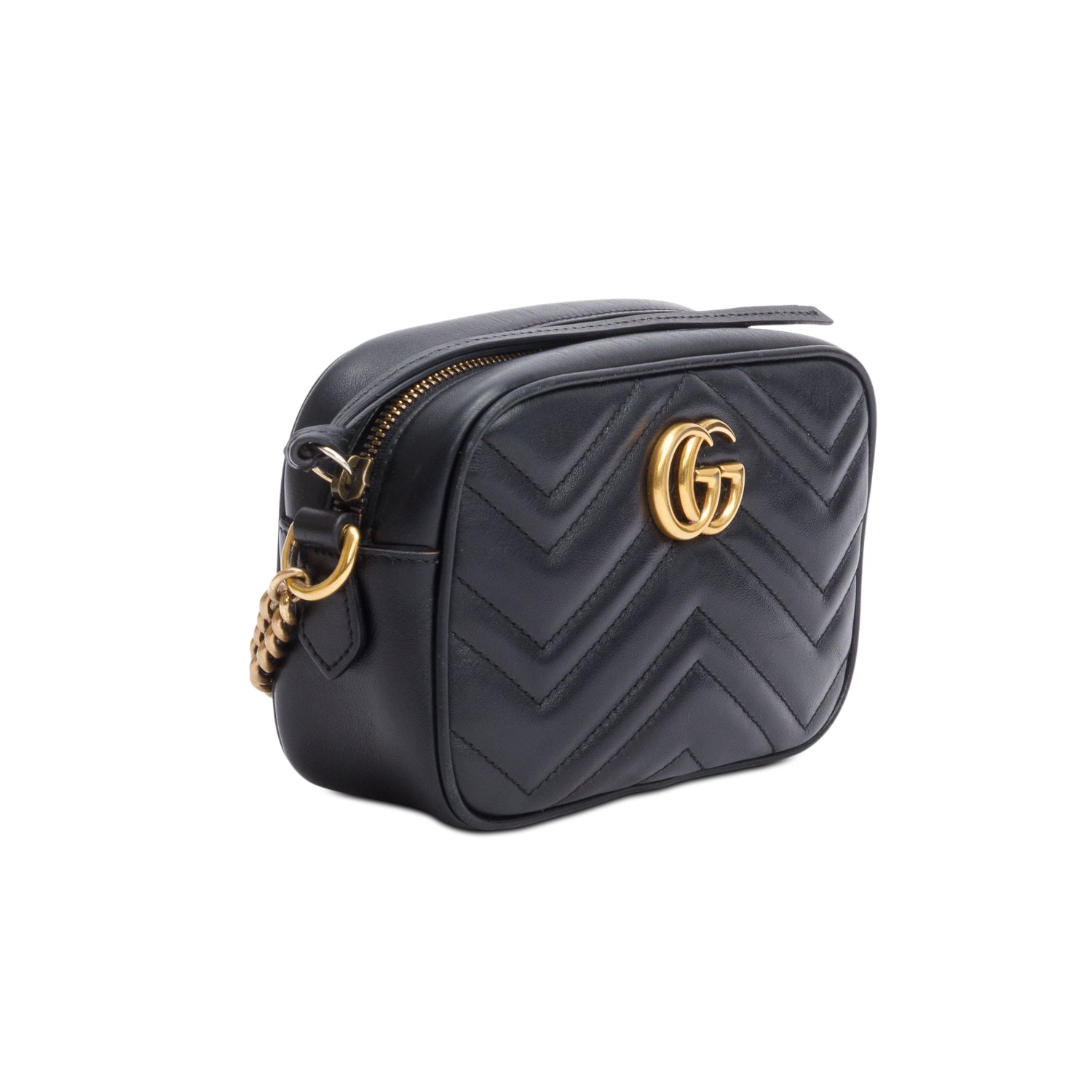 Gucci Black GG Marmont Matelasse Mini Camera Bag w/ Box