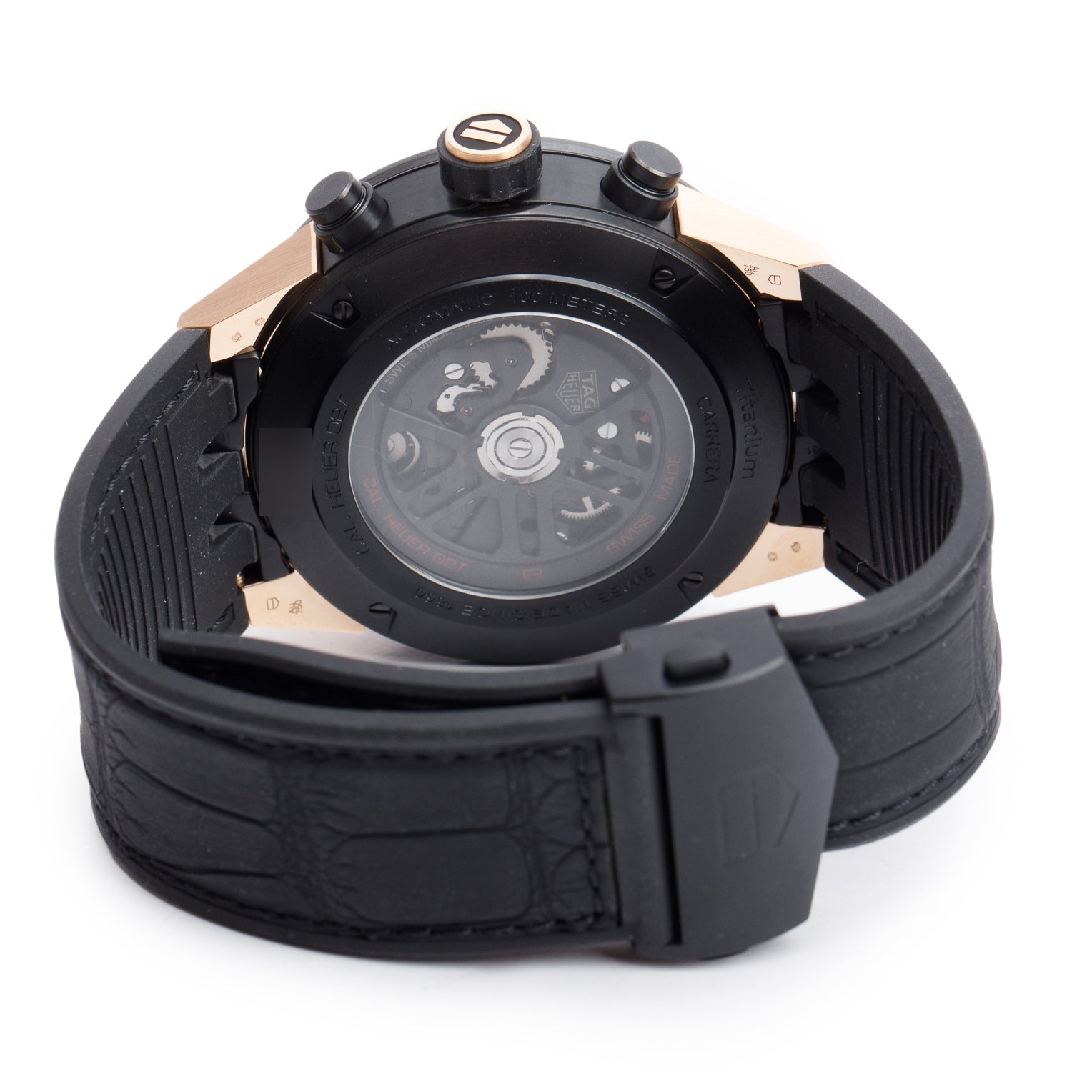 Tag Heuer 18k Rose Gold, Black Titanium & Ceramic Carrera 45 MM Automatic Chronograph Tourbillon Watch CAR5A5U w/ Box & Papers