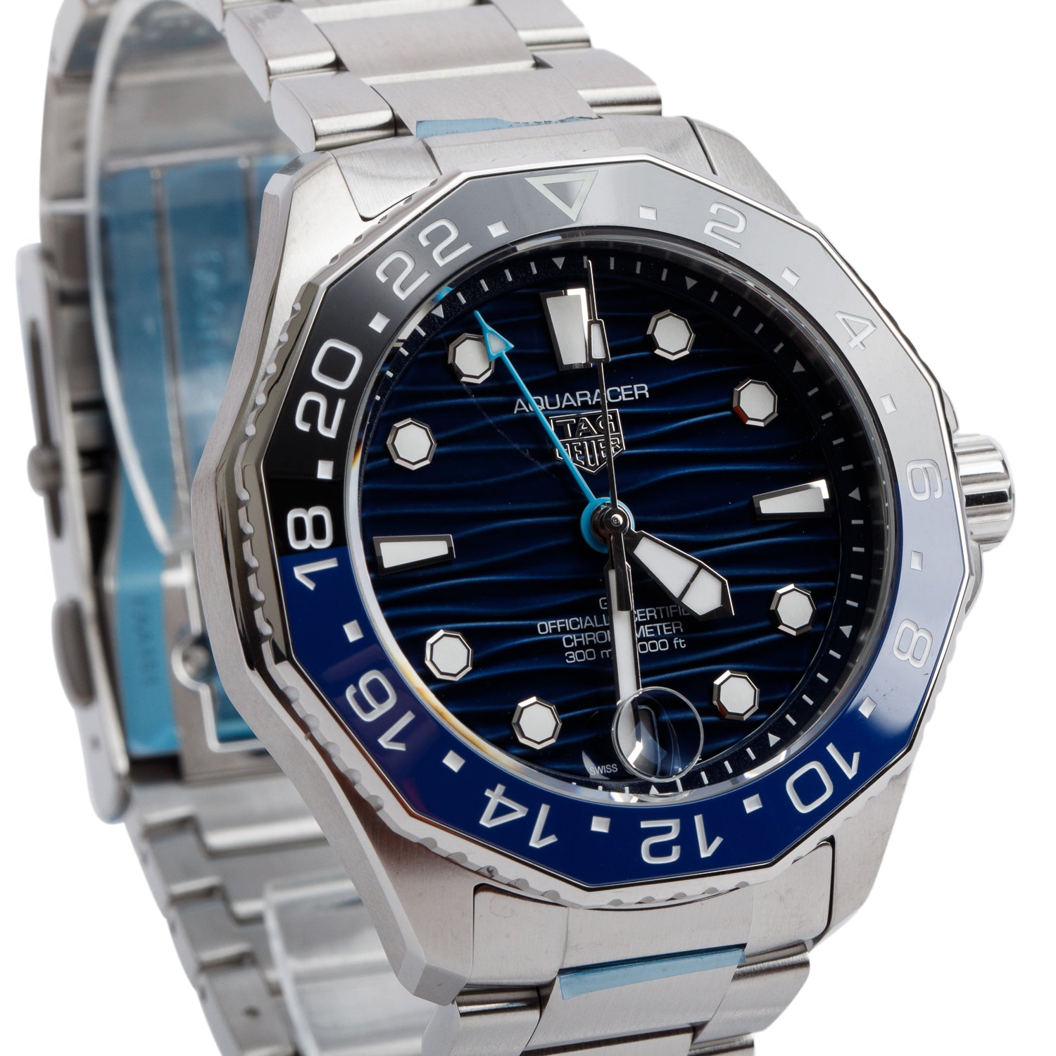 Tag Heuer Stainless Steel Aquaracer Professional 300M GMT 42 MM Automatic Watch Blue Dial WBP5114 w/ Box & Papers