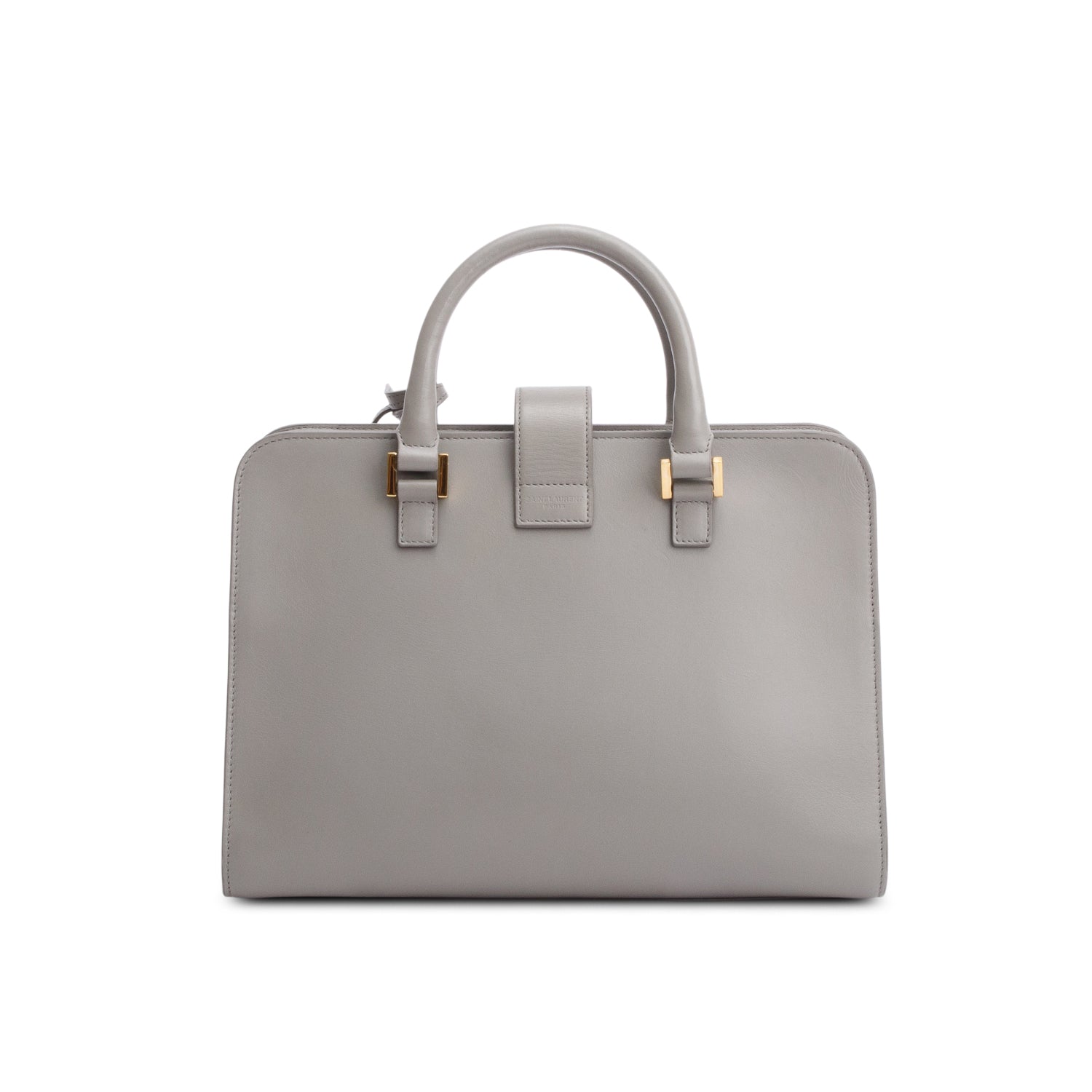 Saint Laurent Grey Calfskin Leather Small  Cabas Tote Bag