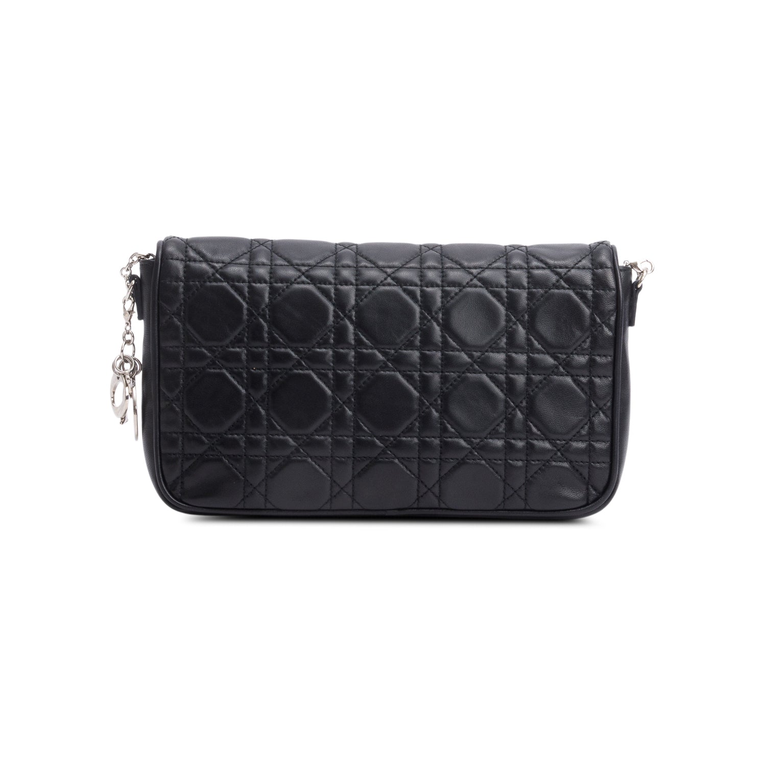 Christian Dior Black Cannage Lambskin Leather Wallet on Chain