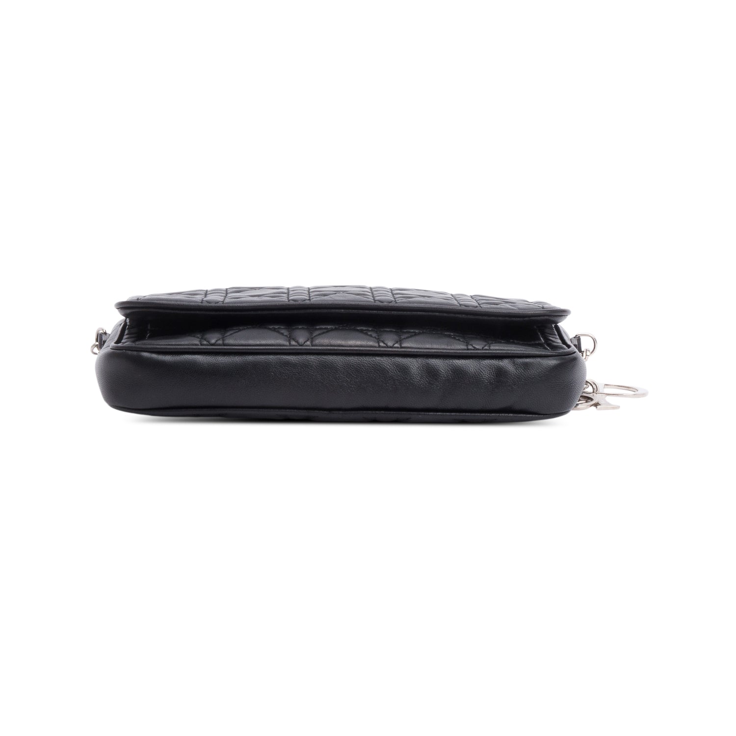 Christian Dior Black Cannage Lambskin Leather Wallet on Chain