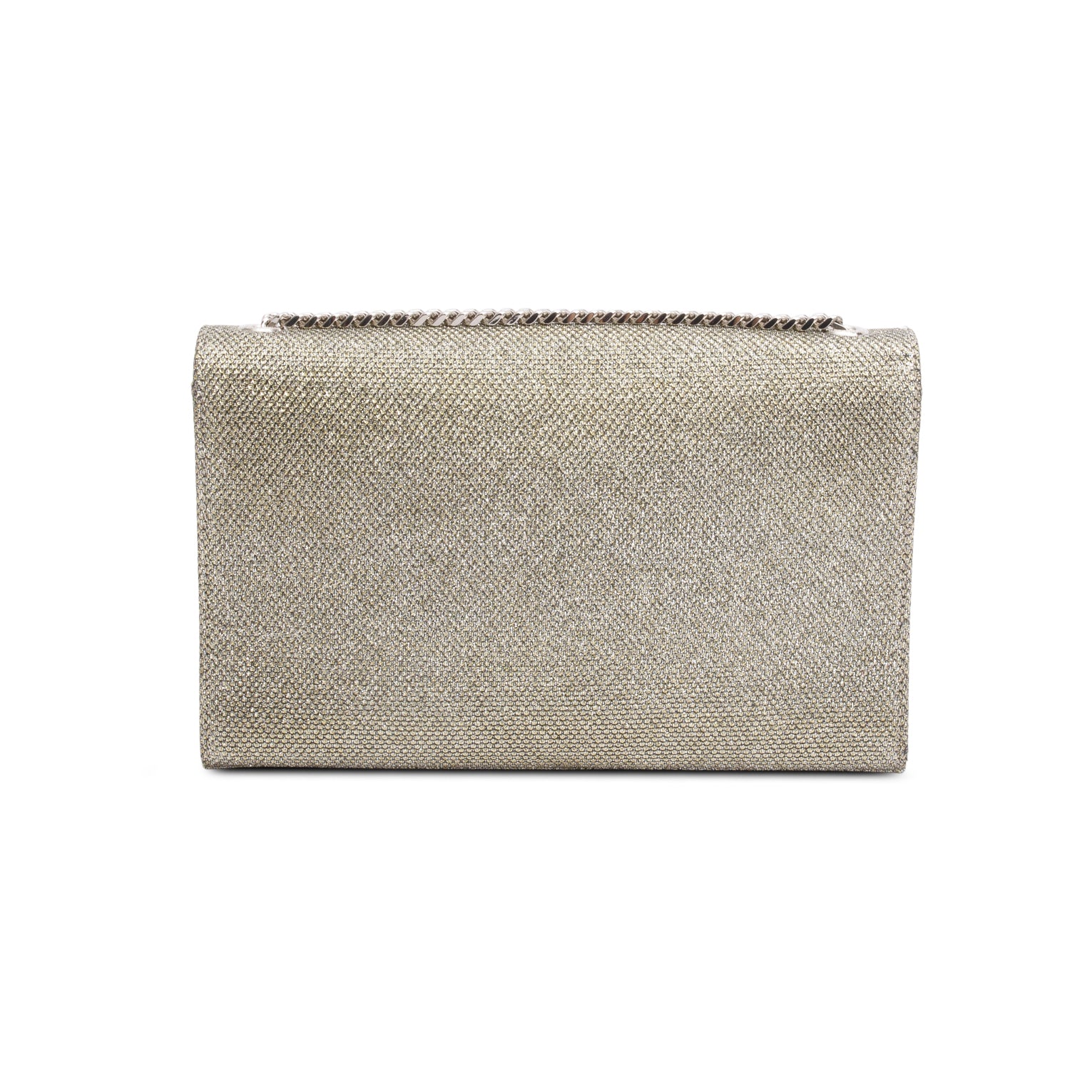 Saint Laurent Metallic Grey Glitter Canvas Medium Kate Bag
