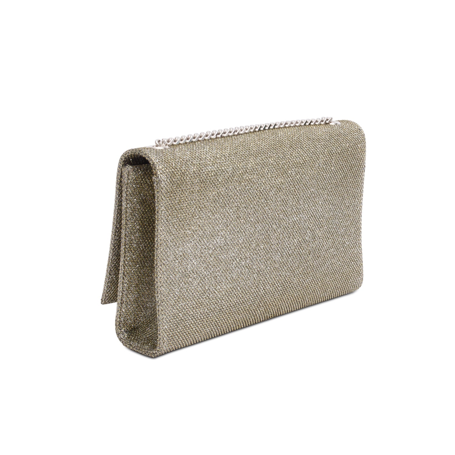 Saint Laurent Metallic Grey Glitter Canvas Medium Kate Bag