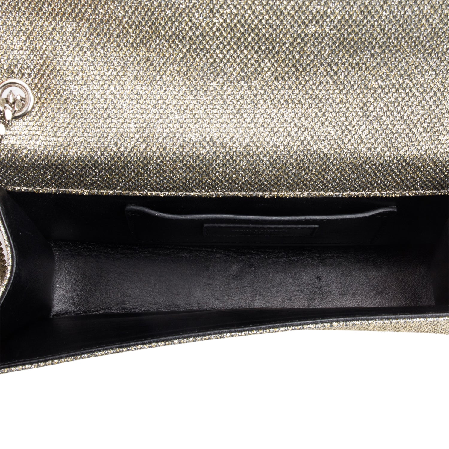 Saint Laurent Metallic Grey Glitter Canvas Medium Kate Bag