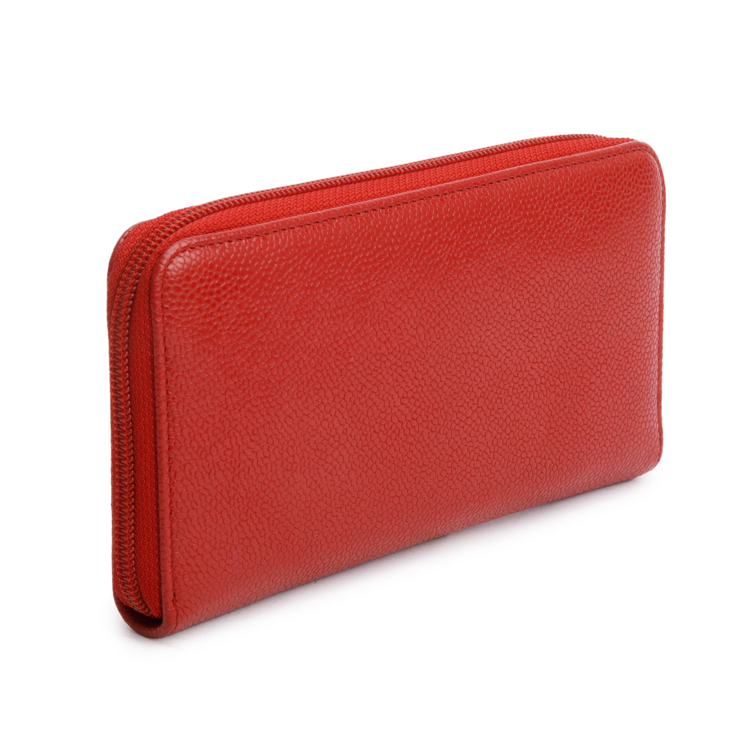 Chanel Red Caviar Leather Timeless CC Continental Zip Wallet w/ Box & Authenticity Card