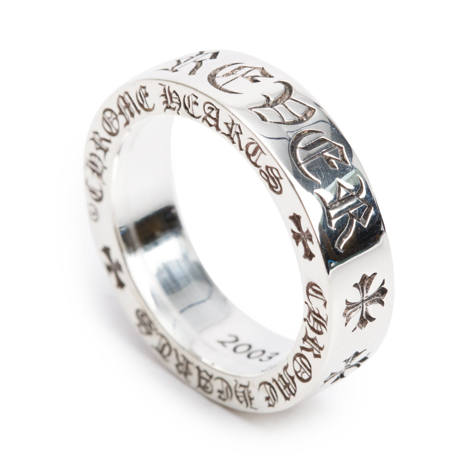 Chrome Hearts Sterling Silver CH Forever Spacer 6 MM Band Ring, Size 7 w/ Receipt