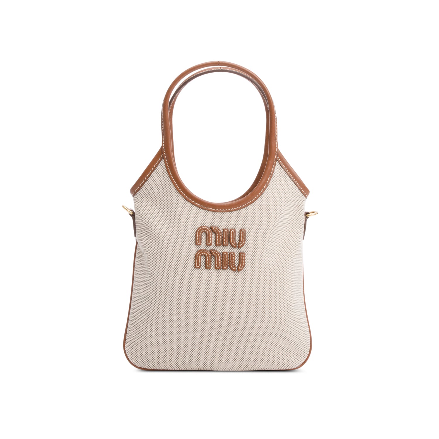 Miu Miu Nuetral Canvas Mini Ivy Tote Bag w/ Strap