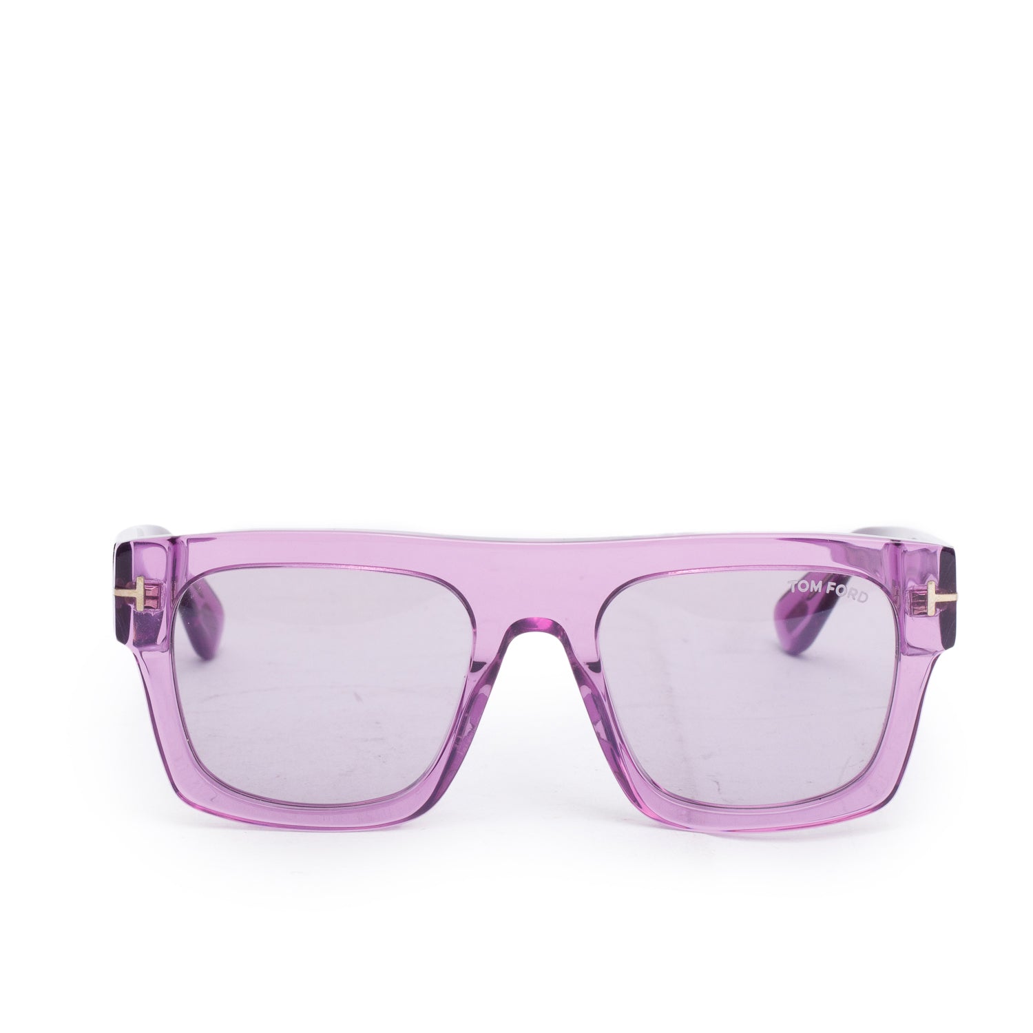 Tom Ford TF711 Purple Transparent Acetate Fausto Square Sunglasses w/ Box & Case