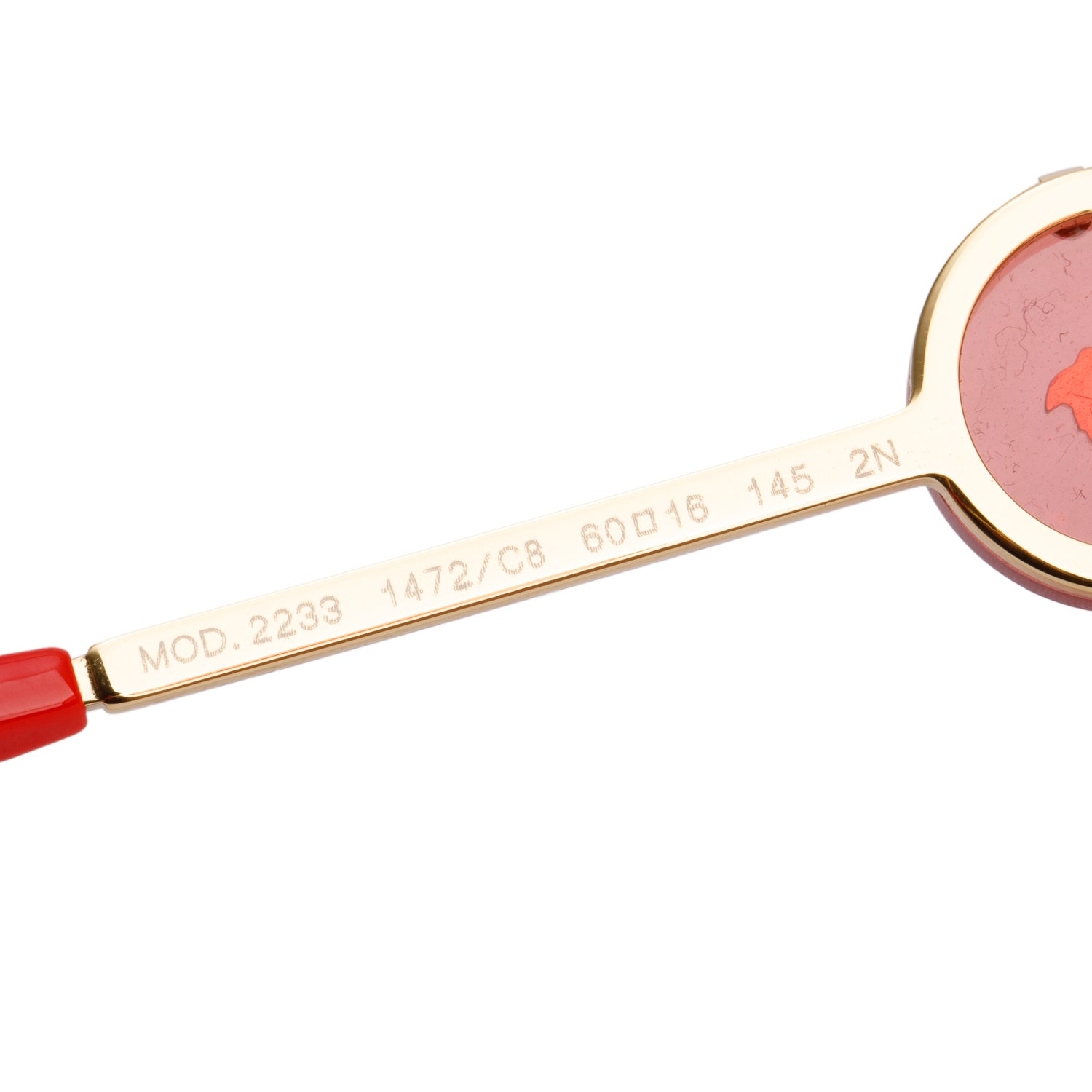 Versace 2233 Gold Tone Metal Red Acetate Medusa Navigator Aviator Sunglasses w/ Box & Case