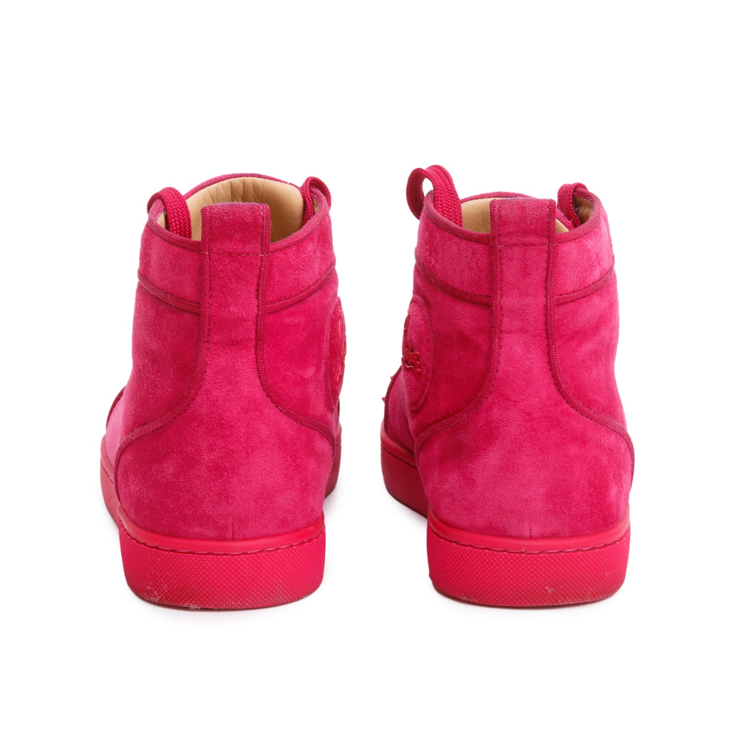 Christian Louboutin Pink Suede Louis Spikes Orlato High-Top Sneakers, Size 39 w/ Box
