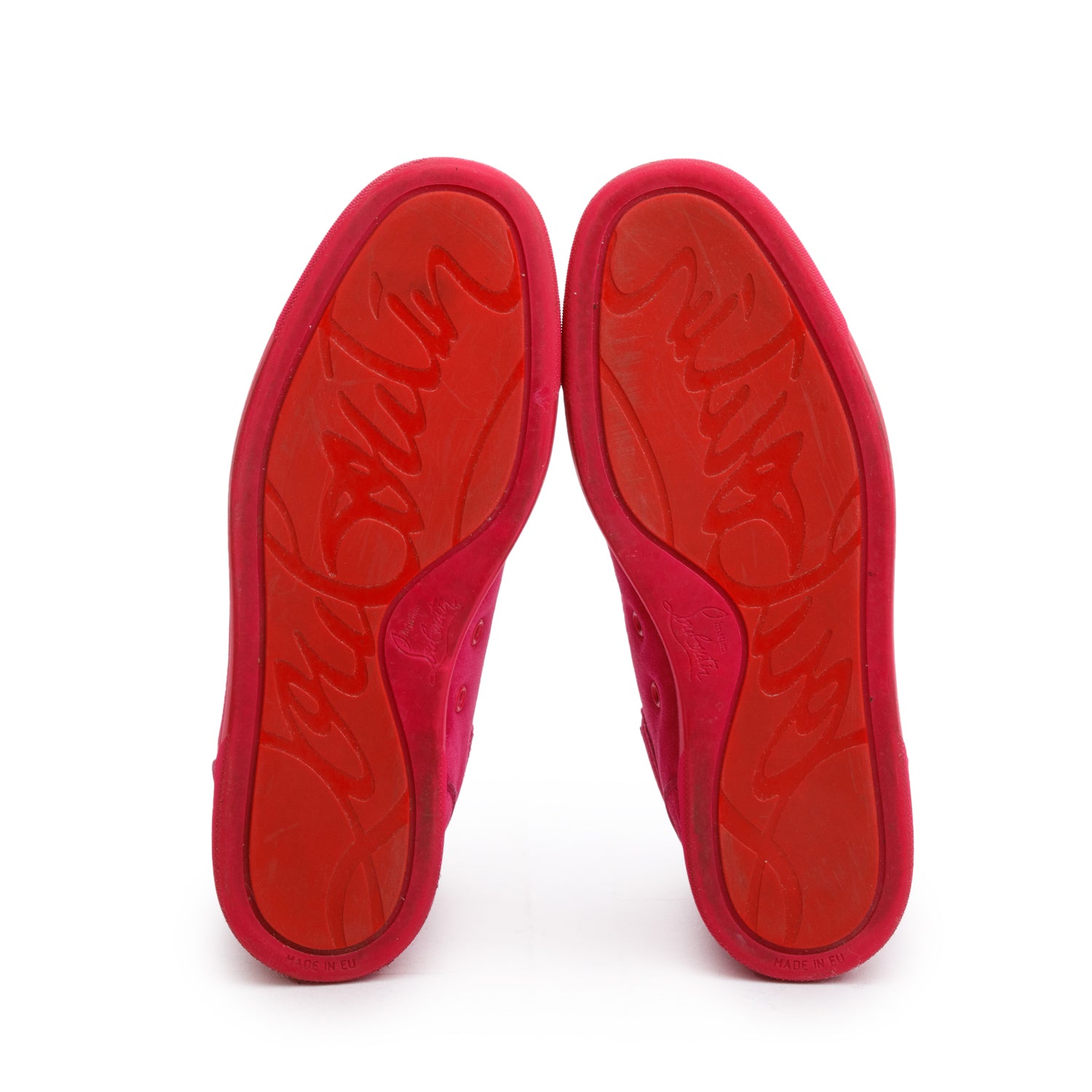 Christian Louboutin Pink Suede Louis Spikes Orlato High-Top Sneakers, Size 39 w/ Box