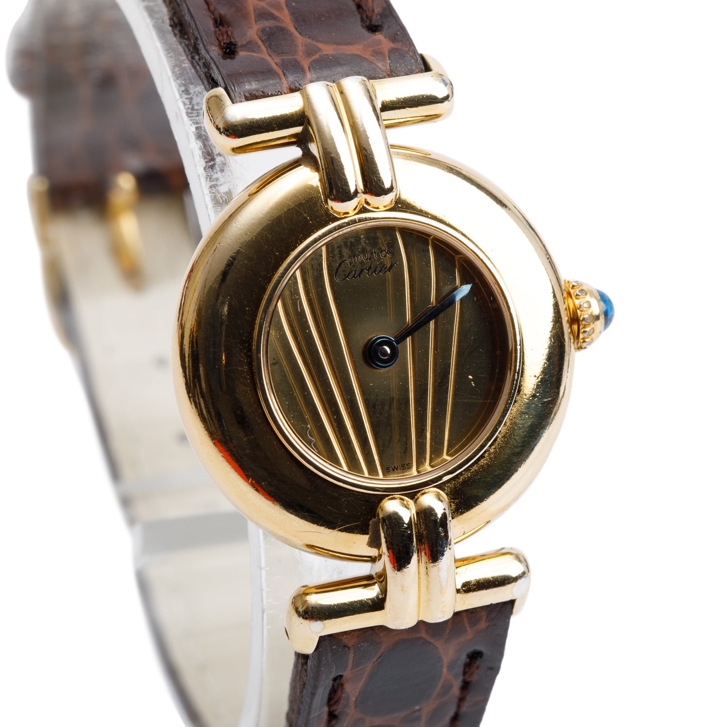 Cartier Vintage 18k Gold Vermeil Sterling Silver Argent Must De Cartier Colisee 24 MM Quartz Watch