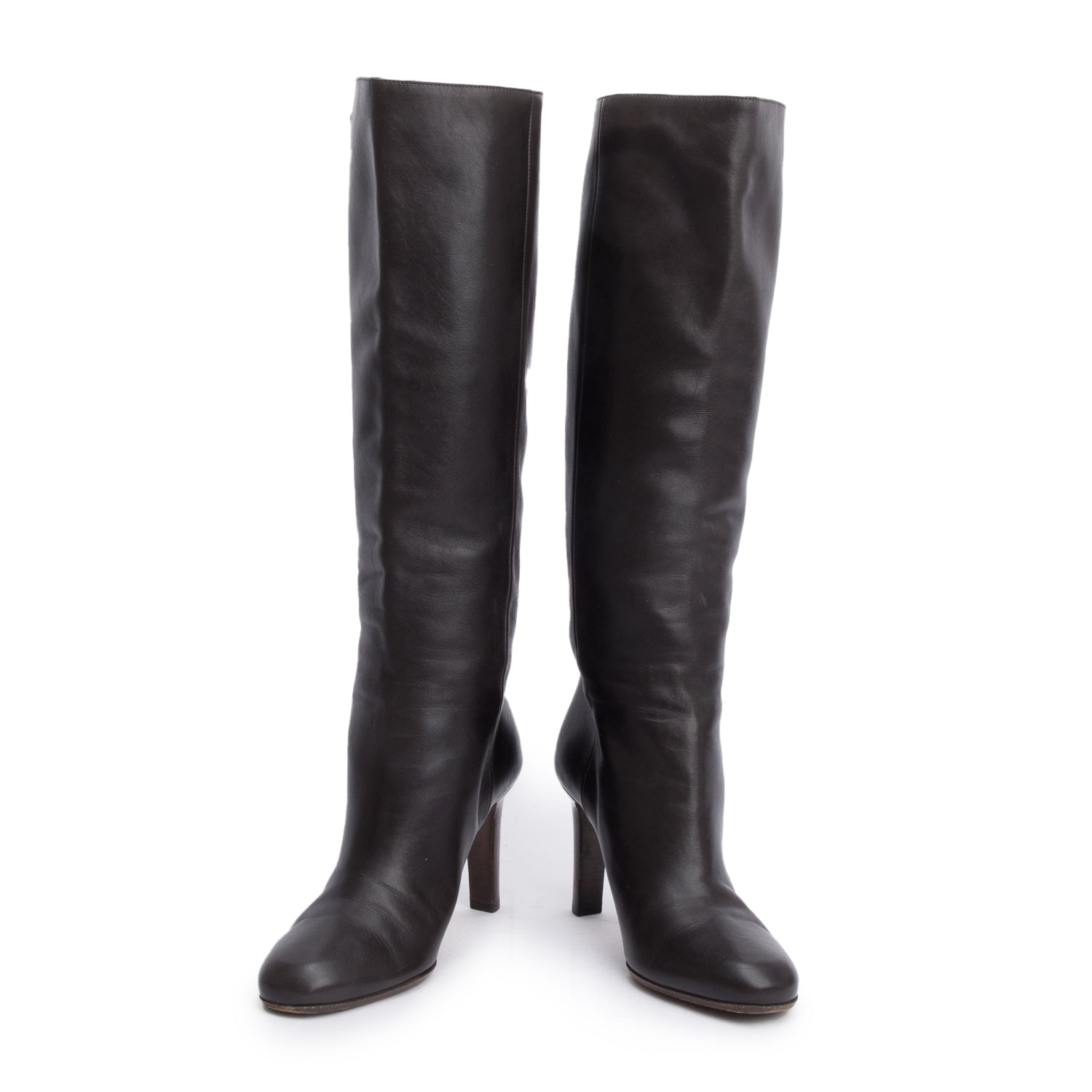 Gucci Brown Leather Knee-High Interlocking G Riding Boots, Size 37.5