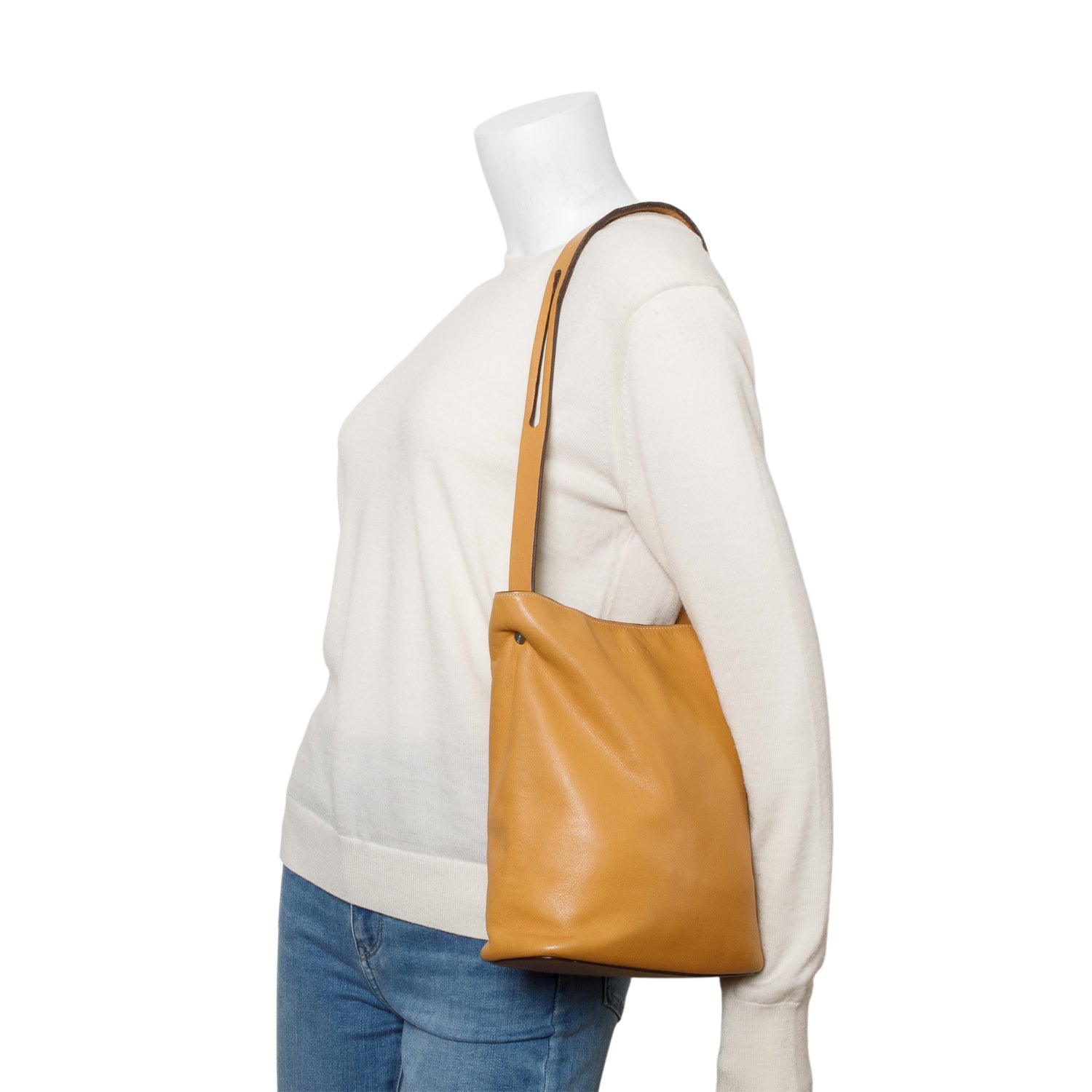 Loewe Brown Calfskin Leather Small Asymmetric Shoulder Bag