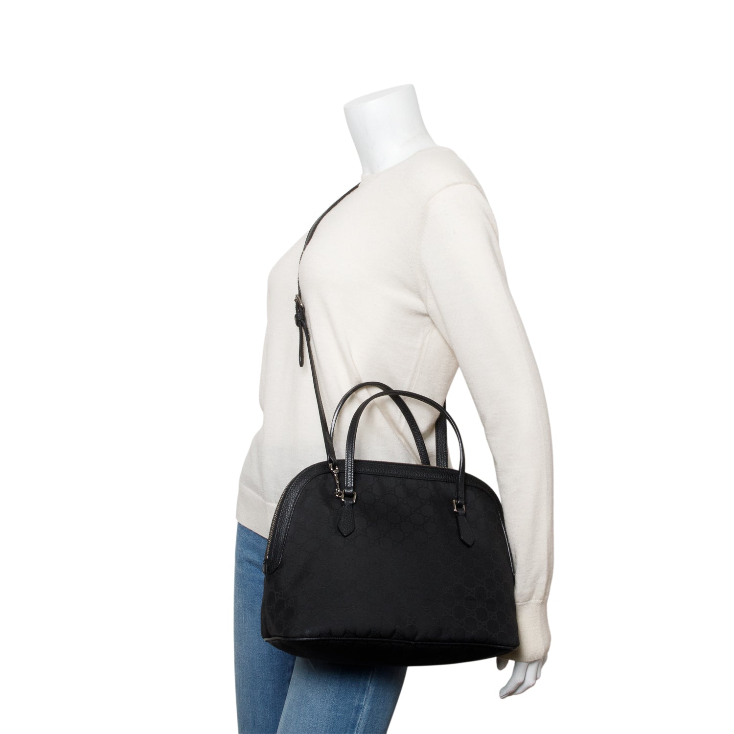 Gucci Black GG Canvas Dome Bag w/ Strap