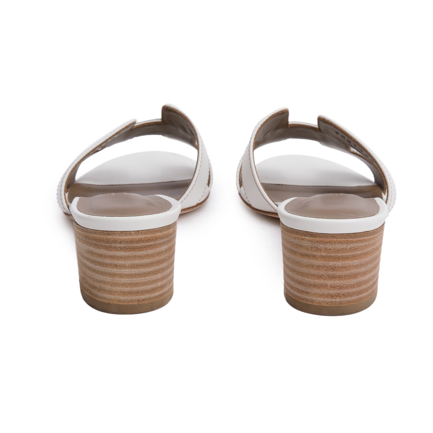 Hermes White Box Leather Oasis Sandals, Size 35