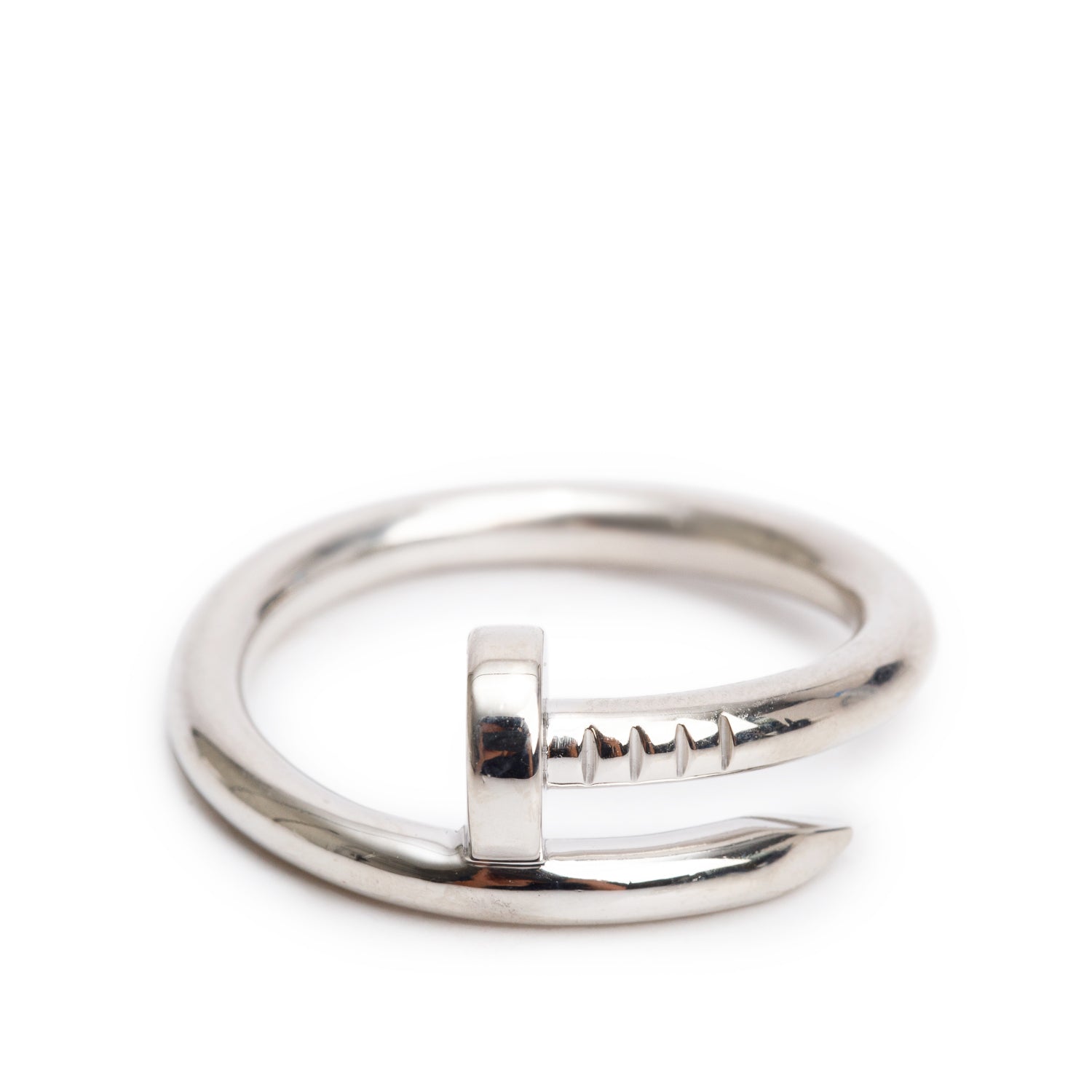 Cartier 18k White Gold Juste Un Clou Ring, Classic Model, Size 62 10 w/ Box, Certificate & Receipt