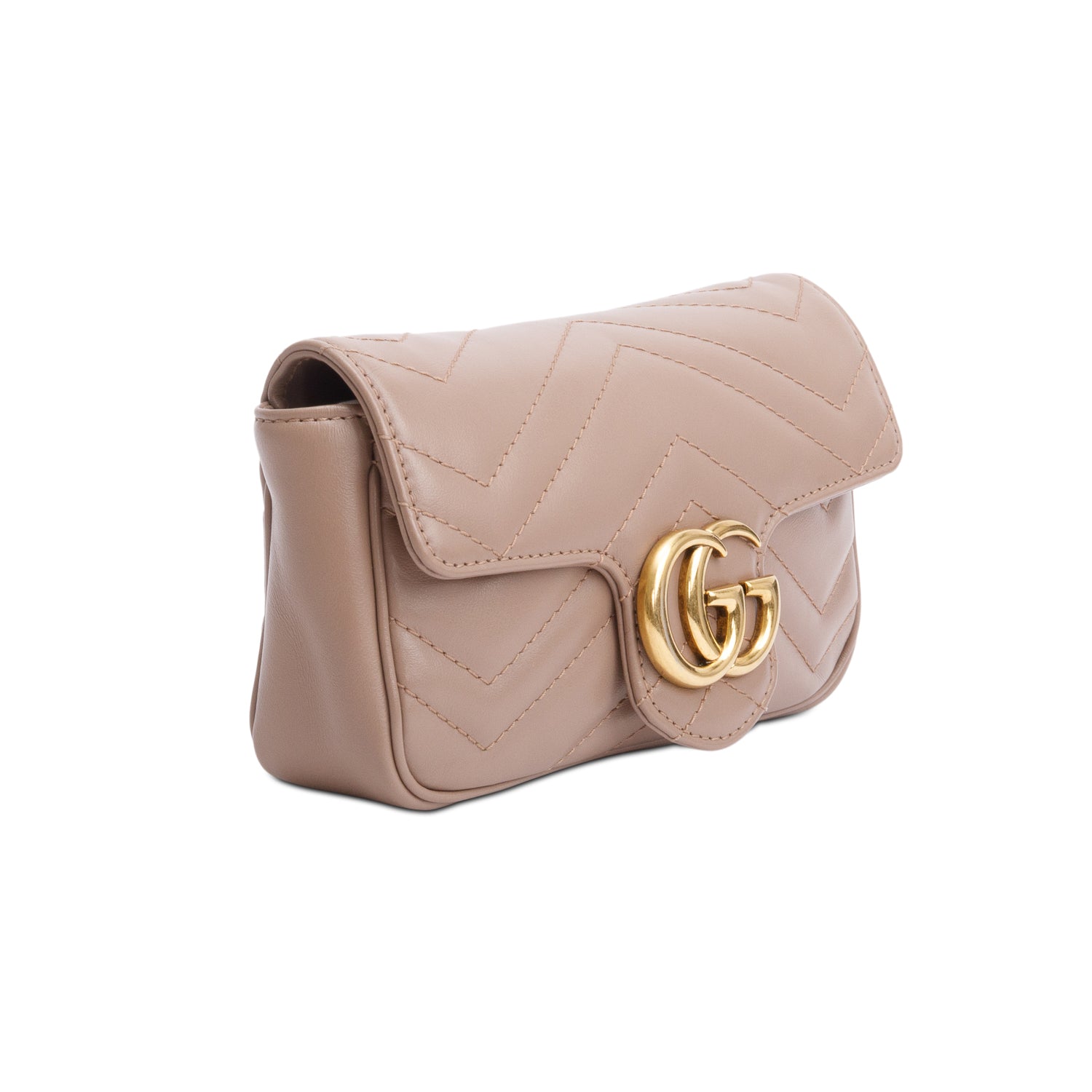 Gucci Taupe GG Marmont Matelasse Leather Super Mini Bag