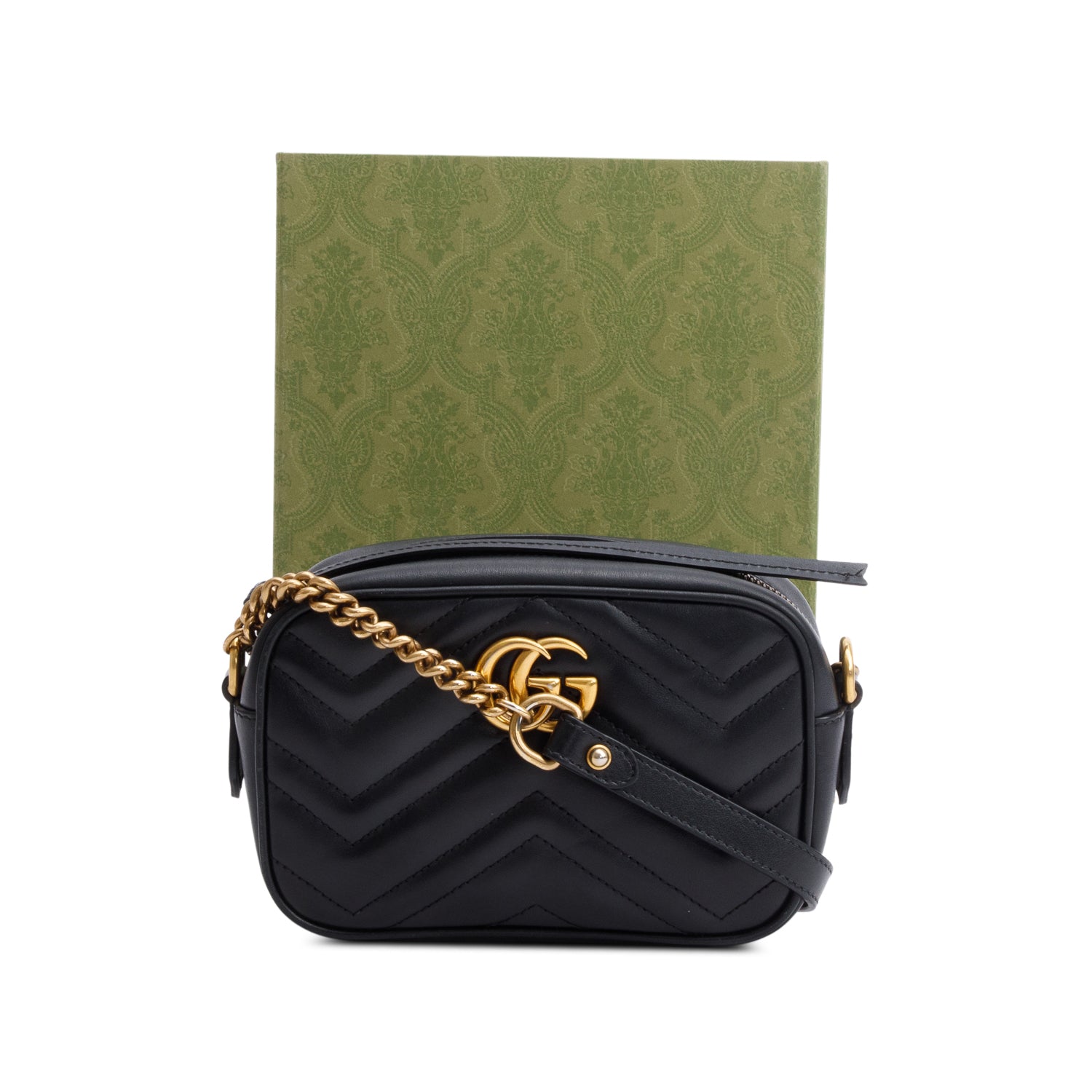 Gucci Black GG Marmont Matelasse Mini Camera Bag w/ Box & Receipt