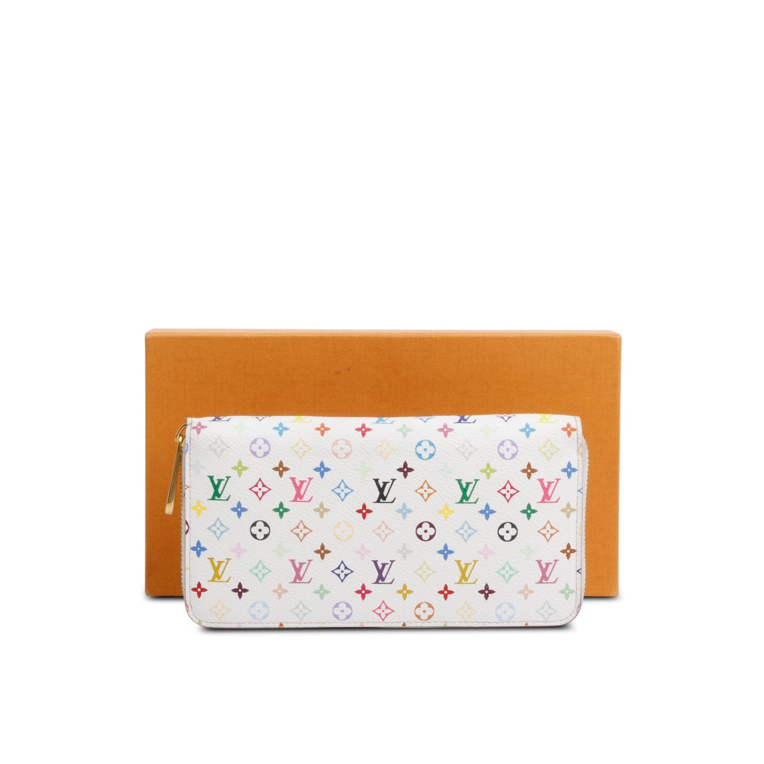 Louis Vuitton White Multicolore Monogram Zippy Wallet w/ Box