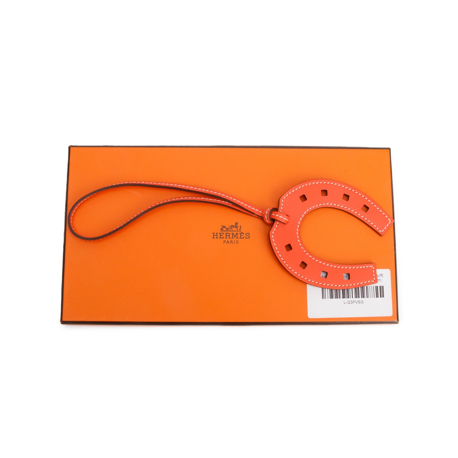 Hermes Orange Swift Leather Paddock Horse Shoe Bag Charm w/ Box