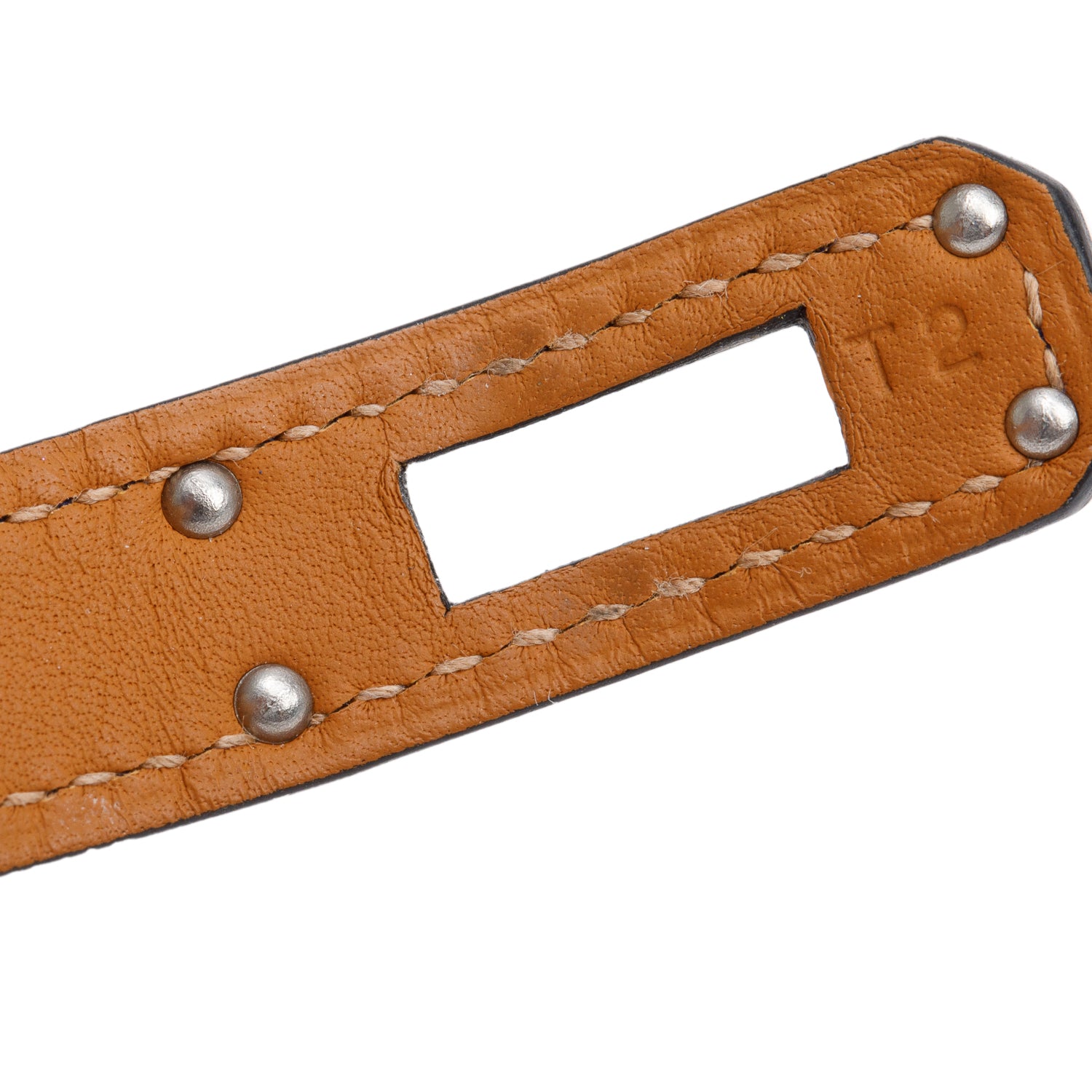 Hermes Palladium Plated Blue Swift Calfskin Leather Kelly Double Tour Bracelet, Size T2