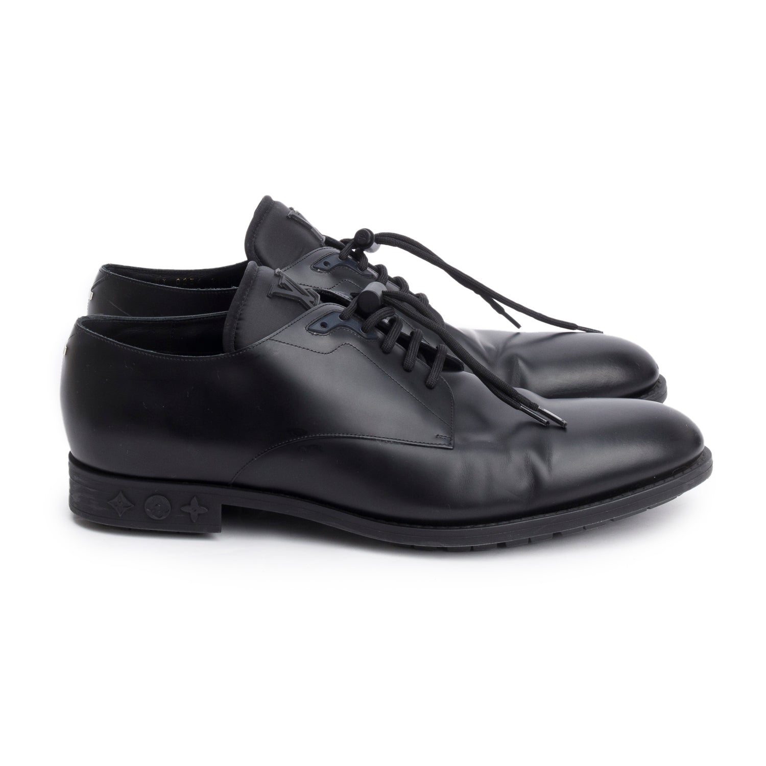 Louis Vuitton 2024 Black Leather LV Flex Derby Shoes, Men's Size 10.5