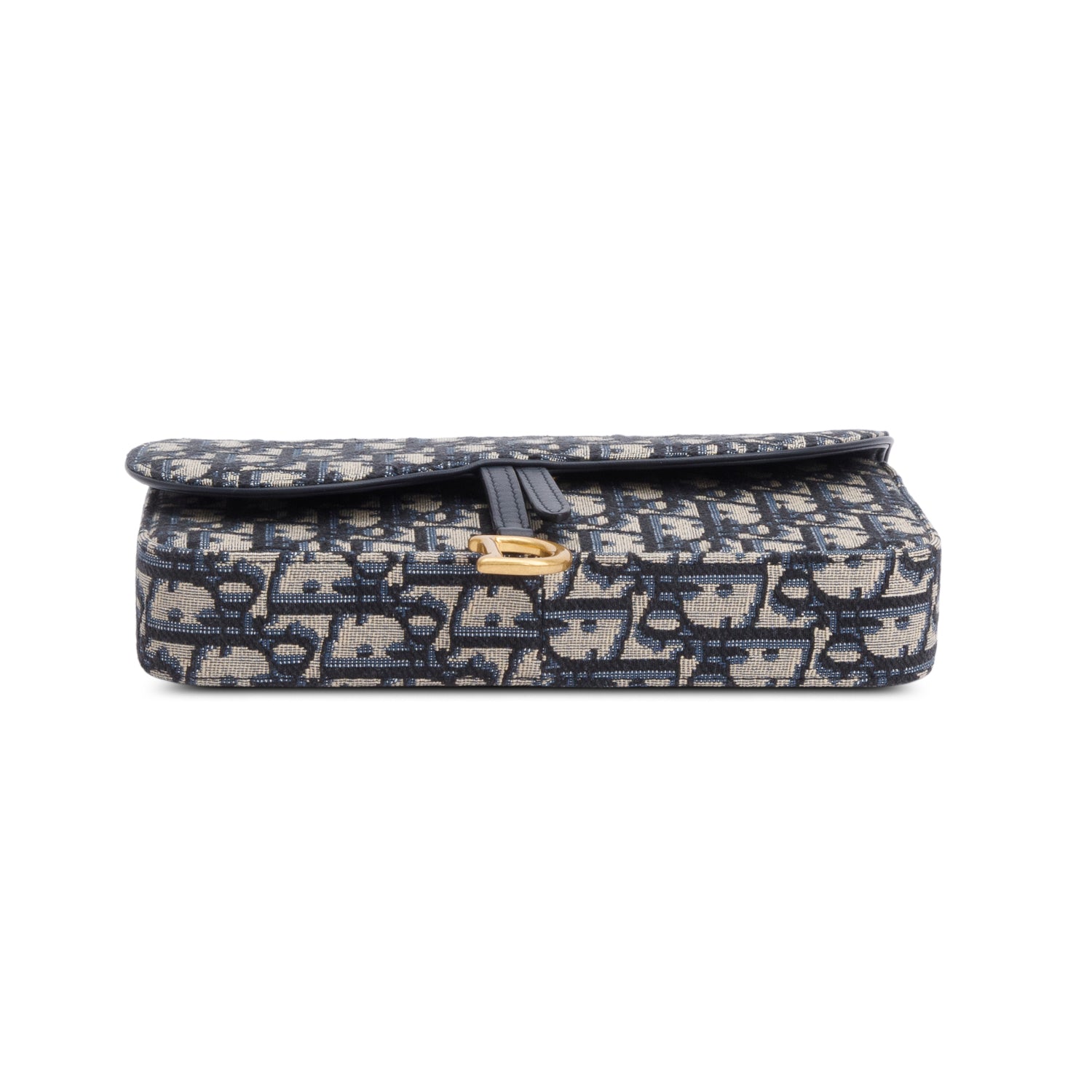 Christian Dior 2023 Oblique Jacquard Medium Saddle Pouch with Chain w/ Box