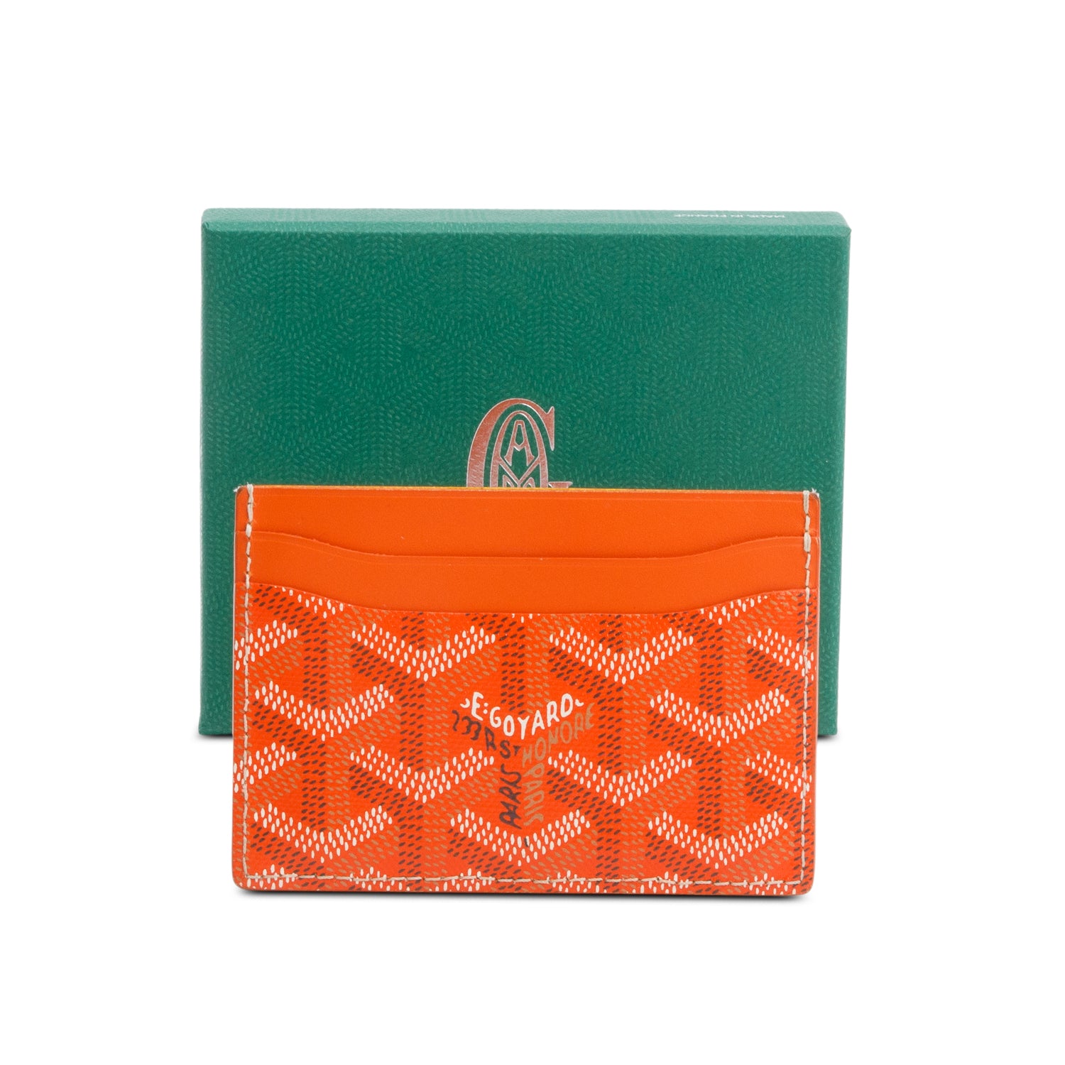 Goyard 2025 Orange Leather & Coated Canvas Saint Sulpice Card Holder w/ Box