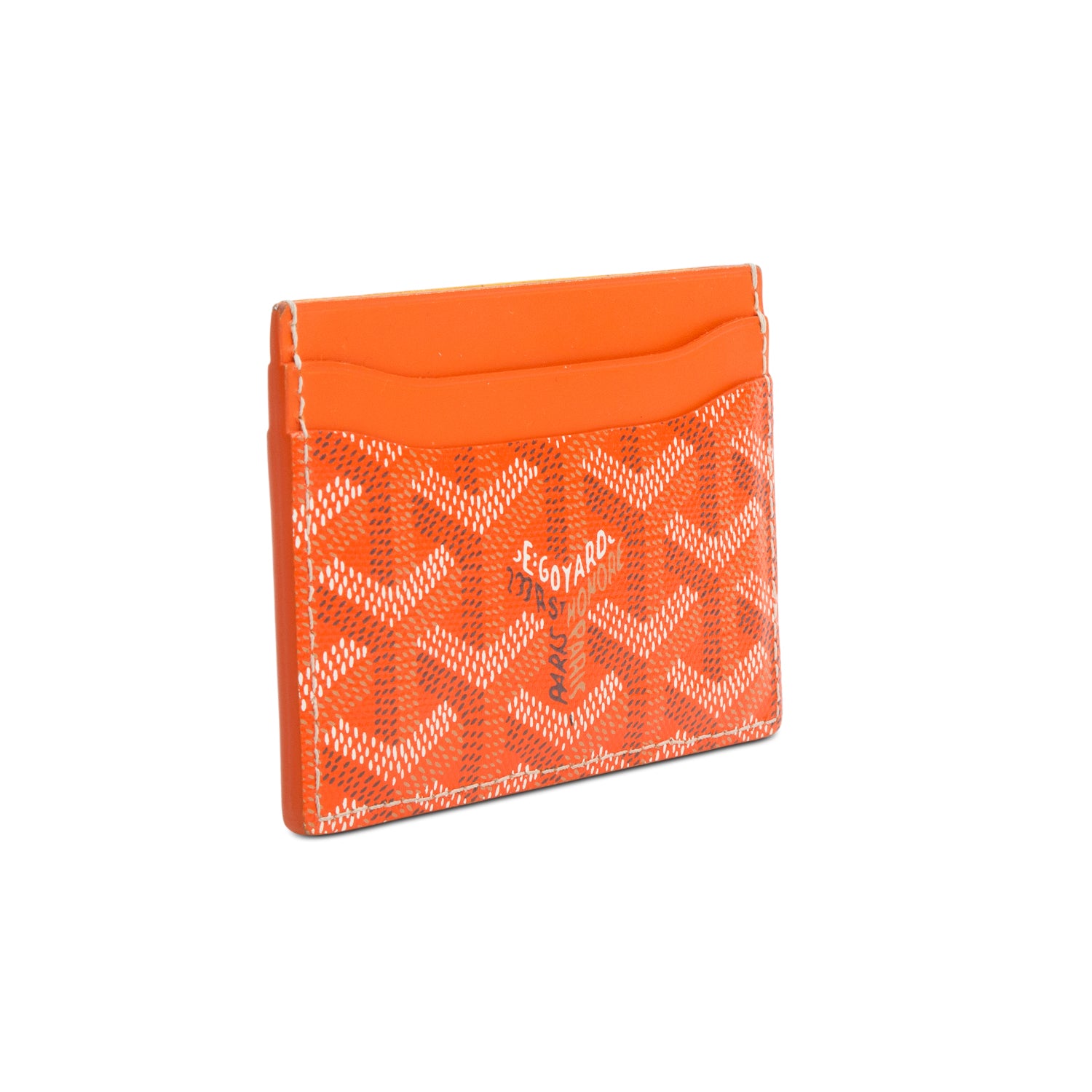 Goyard 2025 Orange Leather & Coated Canvas Saint Sulpice Card Holder w/ Box