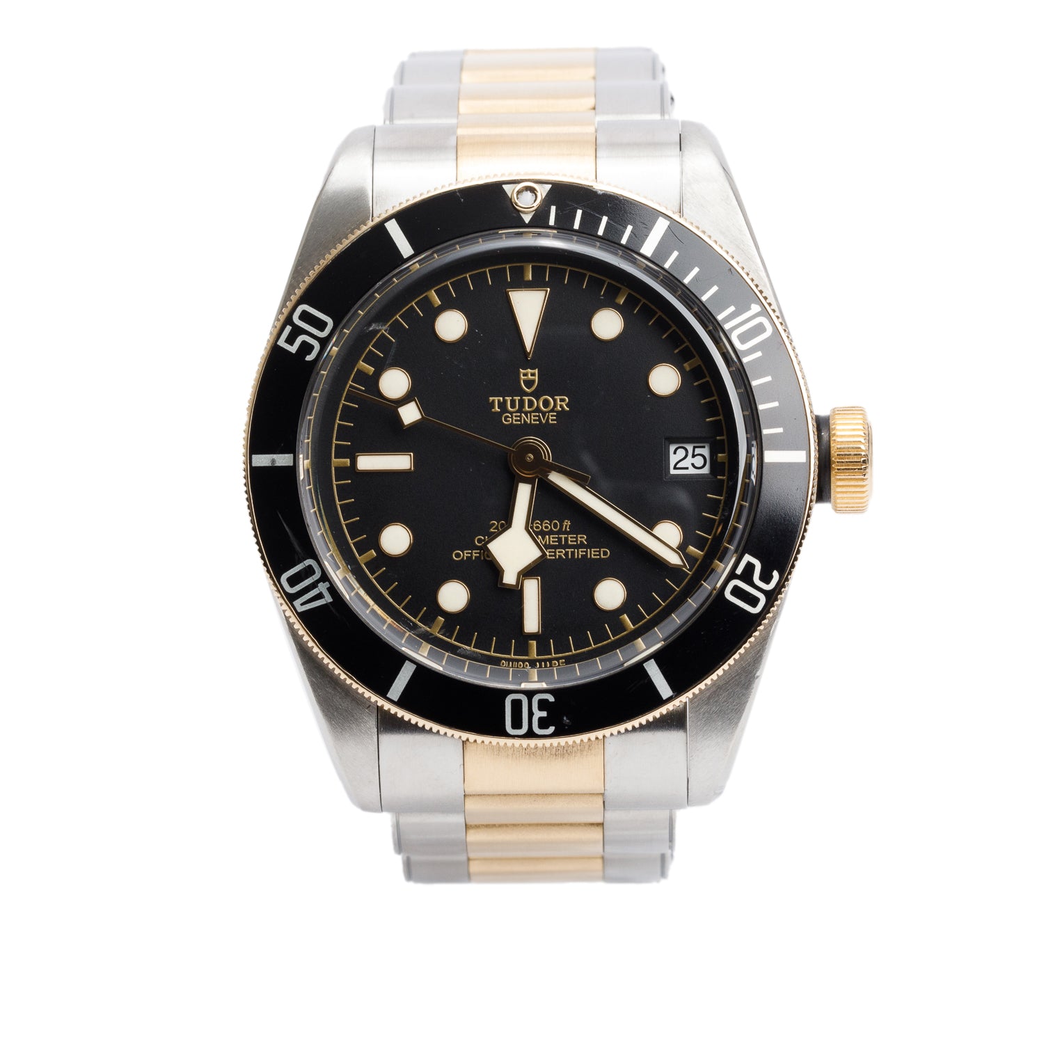 Tudor Stainless Steel & 18k Yellow Gold Black Bay 41 MM Automatic Watch Black Dial 79733N w/ Box & Papers