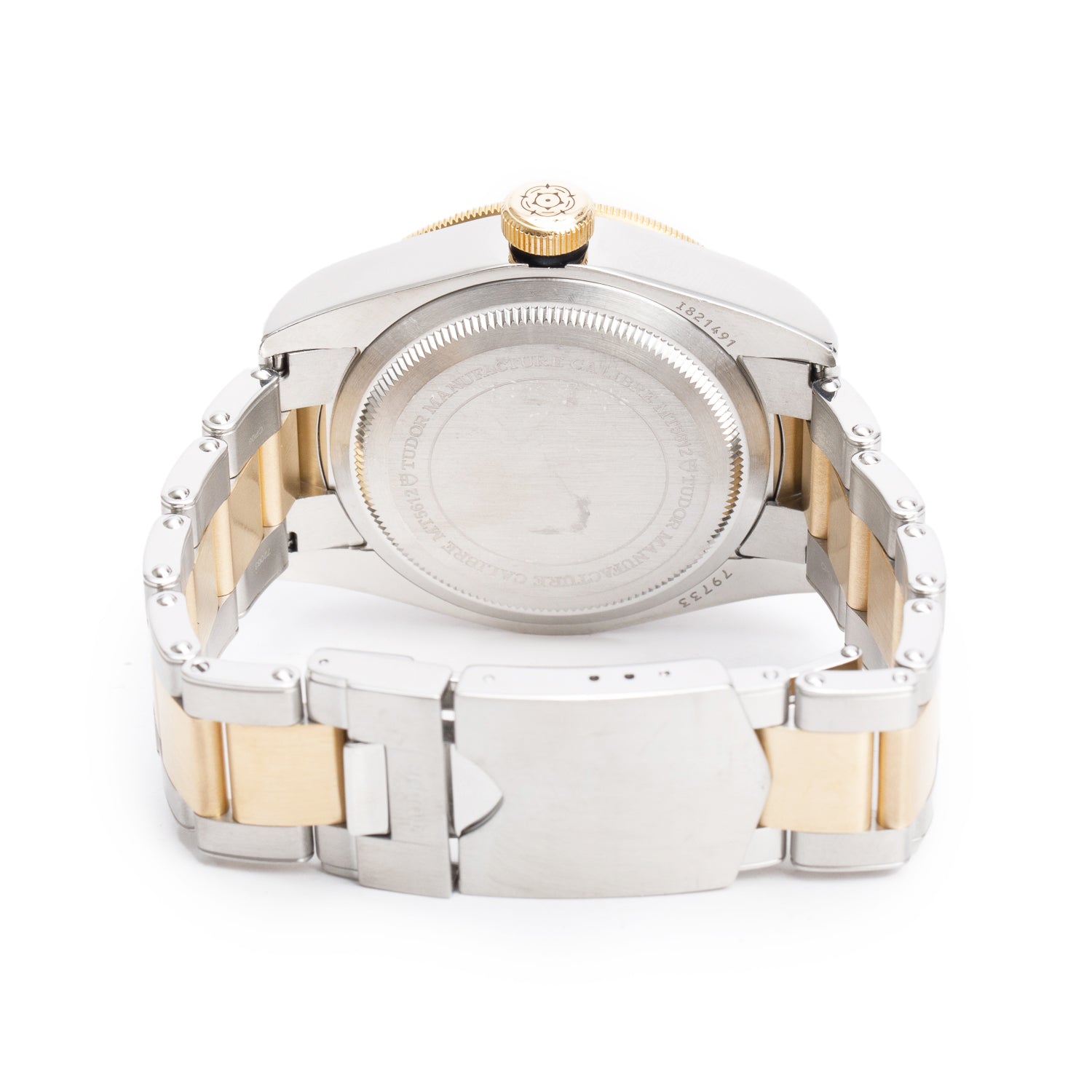 Tudor Stainless Steel & 18k Yellow Gold Black Bay 41 MM Automatic Watch Black Dial 79733N w/ Box & Papers