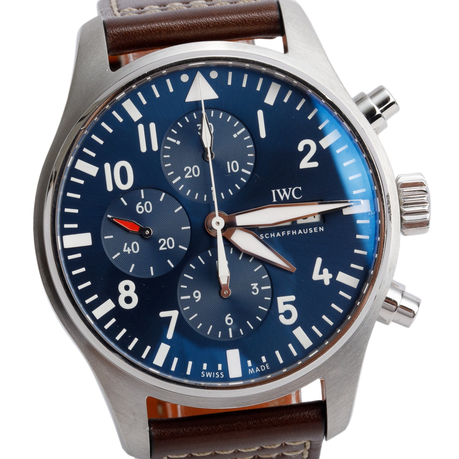 IWC Stainless Steel Pilot's Edition "Le Petit Prince" 43 MM Automatic Chronograph Watch Blue Dial IW377714 w/ Box & Papers