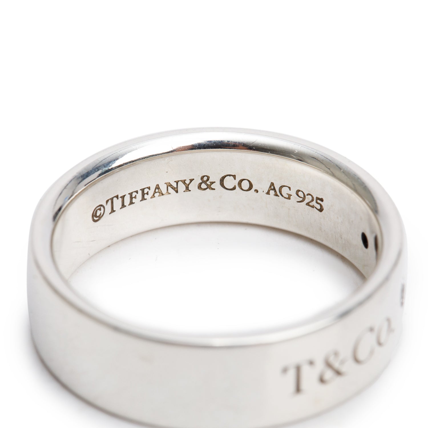 Tiffany & Co. Sterling Silver Diamond Lock 6MM Band Ring, Size 7.5