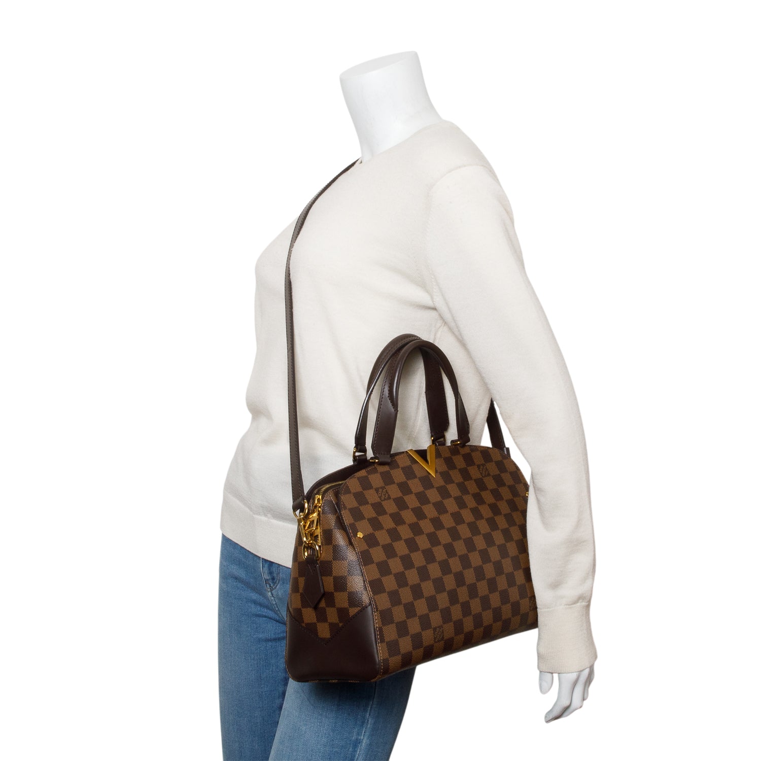 Louis Vuitton Damier Ebene Kensington Bowling Bag w/ Strap, Box & Receipt