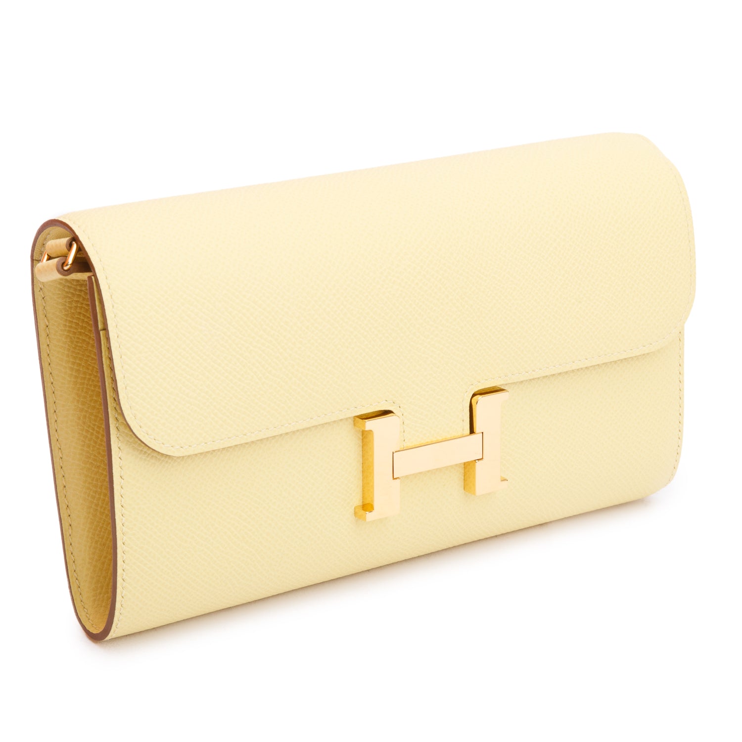 Hermes 2021 Jaune Poussin Epsom Leather Constance to Go w/ Strap, Box & Receipt