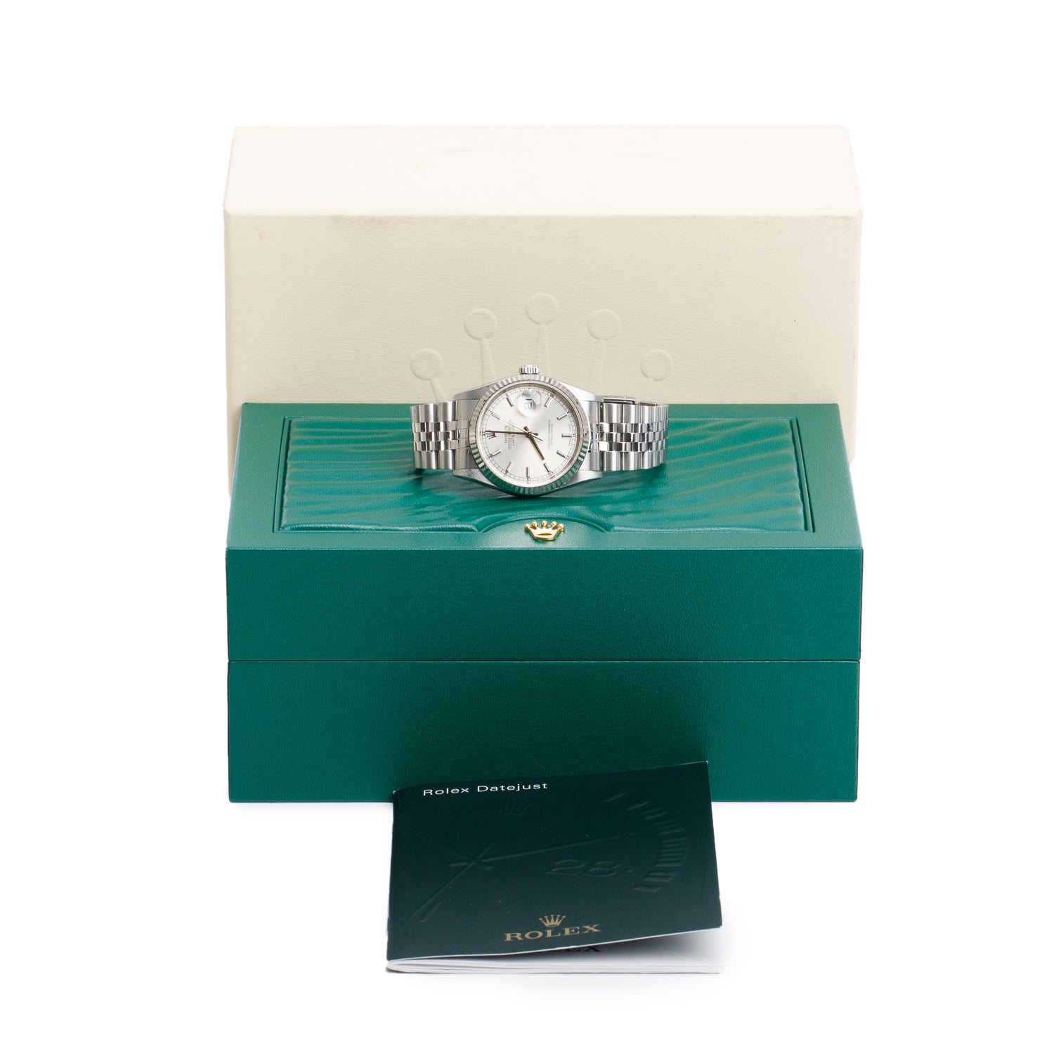 Rolex Stainless Steel Oyster Perpetual Datejust 36 MM Silver Dial Watch 16234 w/ Box