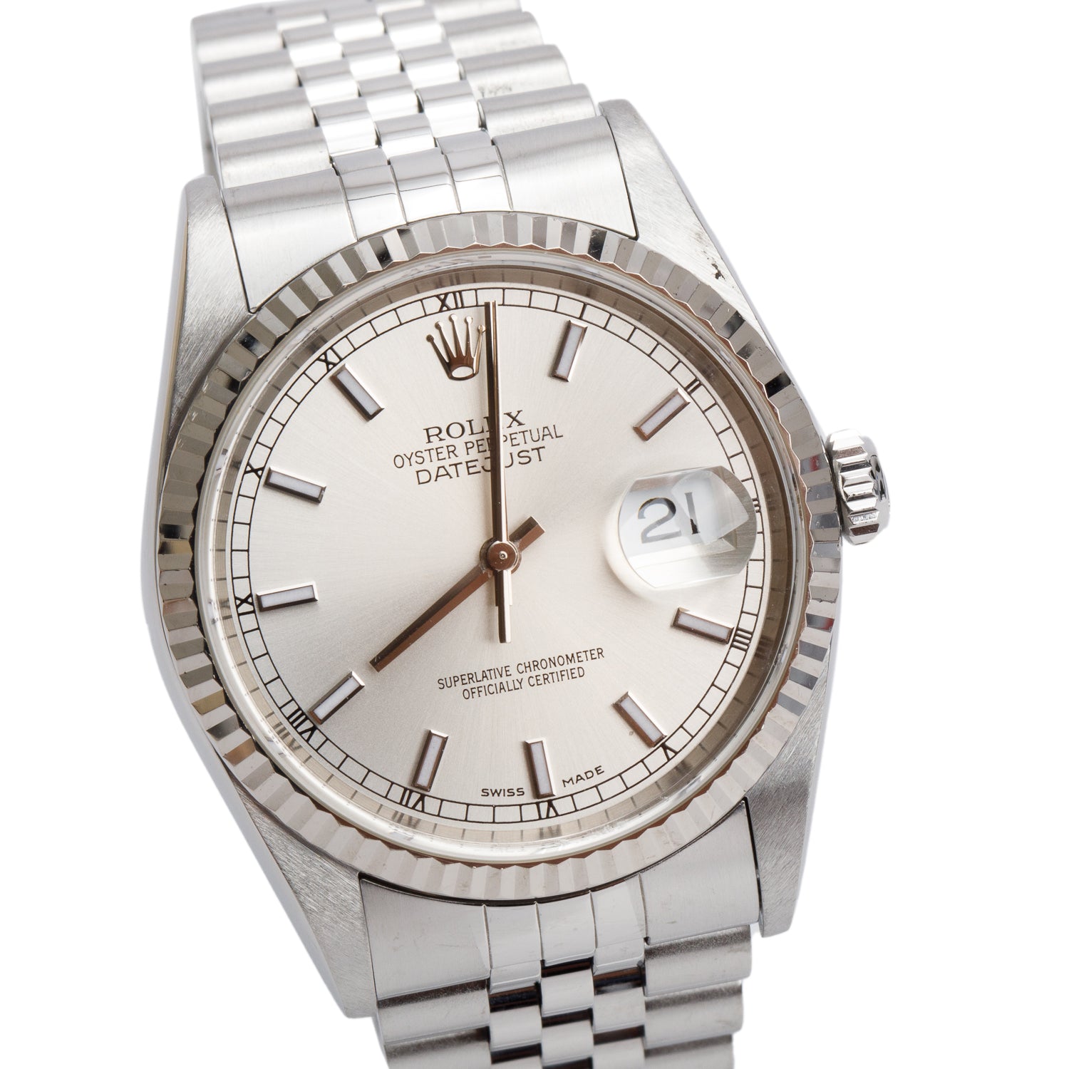 Rolex Stainless Steel Oyster Perpetual Datejust 36 MM Silver Dial Watch 16234 w/ Box