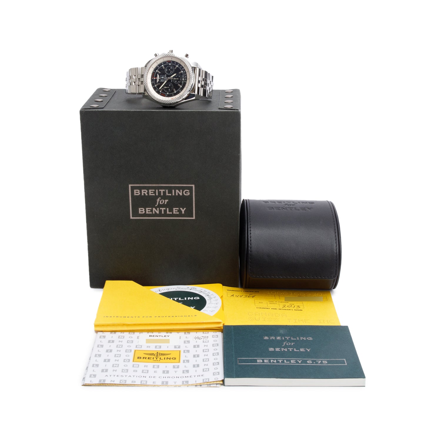 Breitling Stainless Steel Bently 6.75 49 MM Automatic Chronograph Watch A44364 w/ Box & Papers