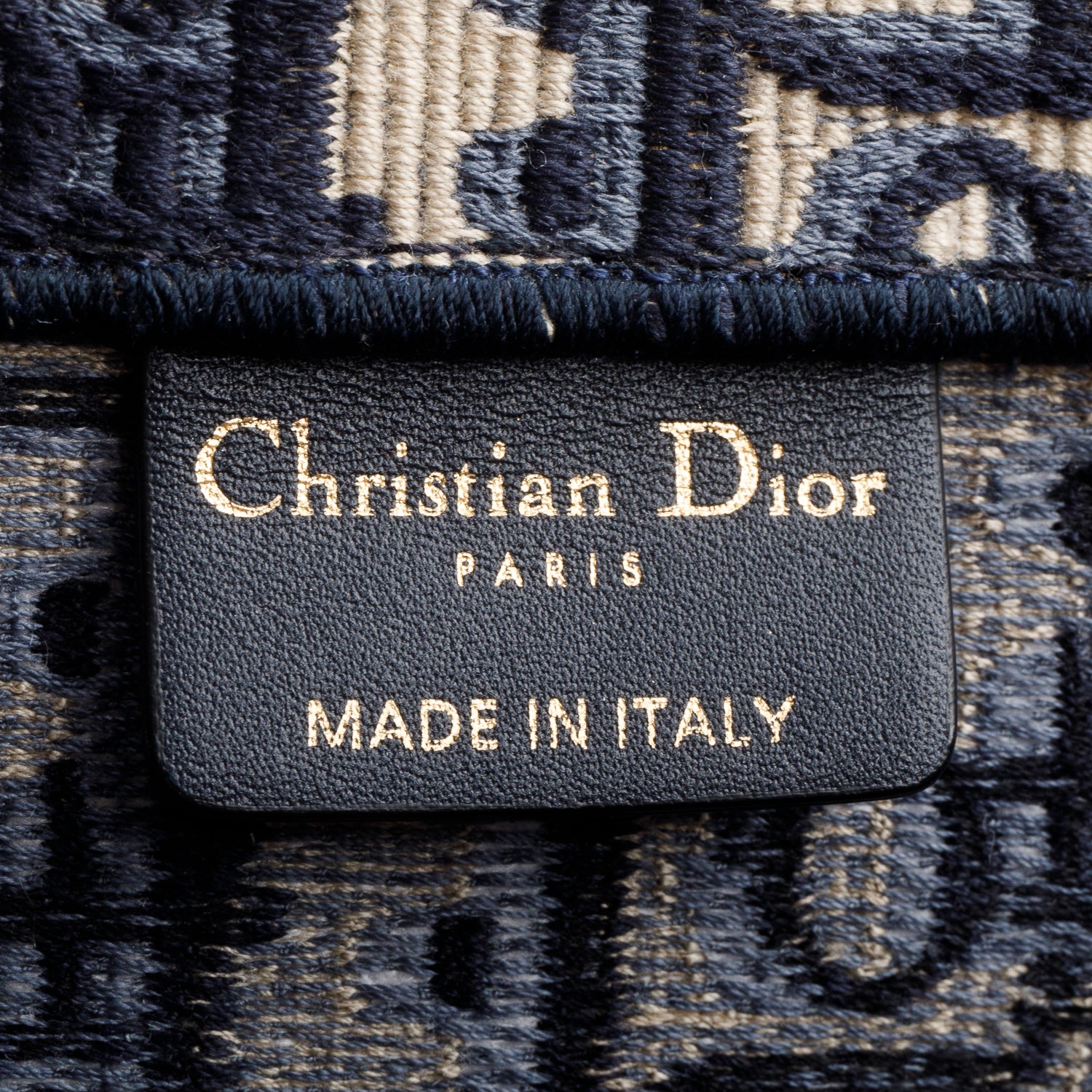 Christian Dior Ecru and Blue Dior Oblique Embroidery Large Book Tote