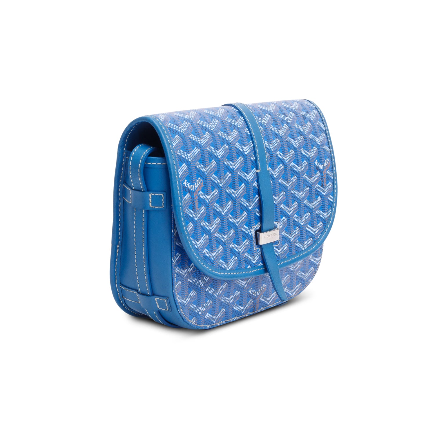 Goyard 2020 Blue Leather & Monogram Canvas Belvedere II PM Crossbody Bag