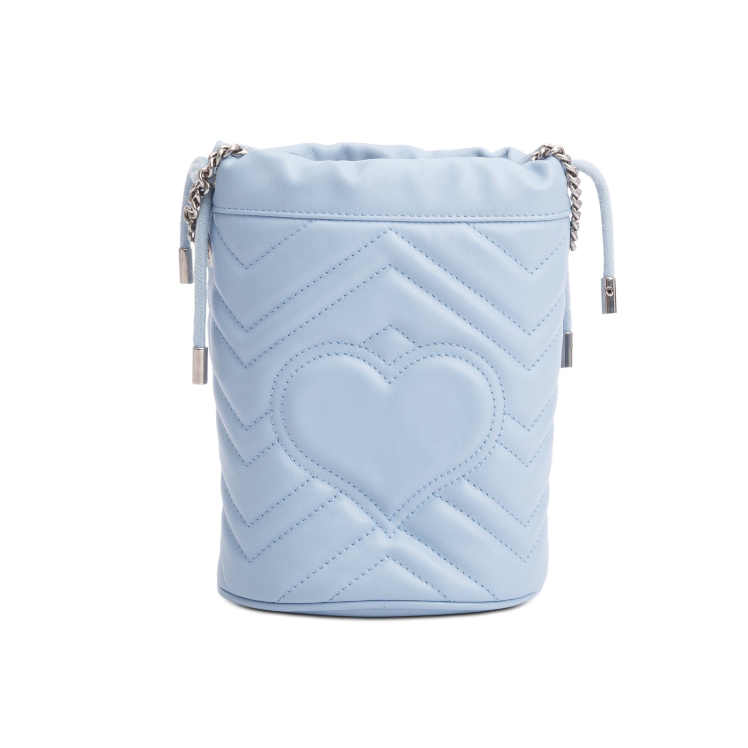 Gucci Blue Calfskin Leather GG Marmont Mini Bucket Bag