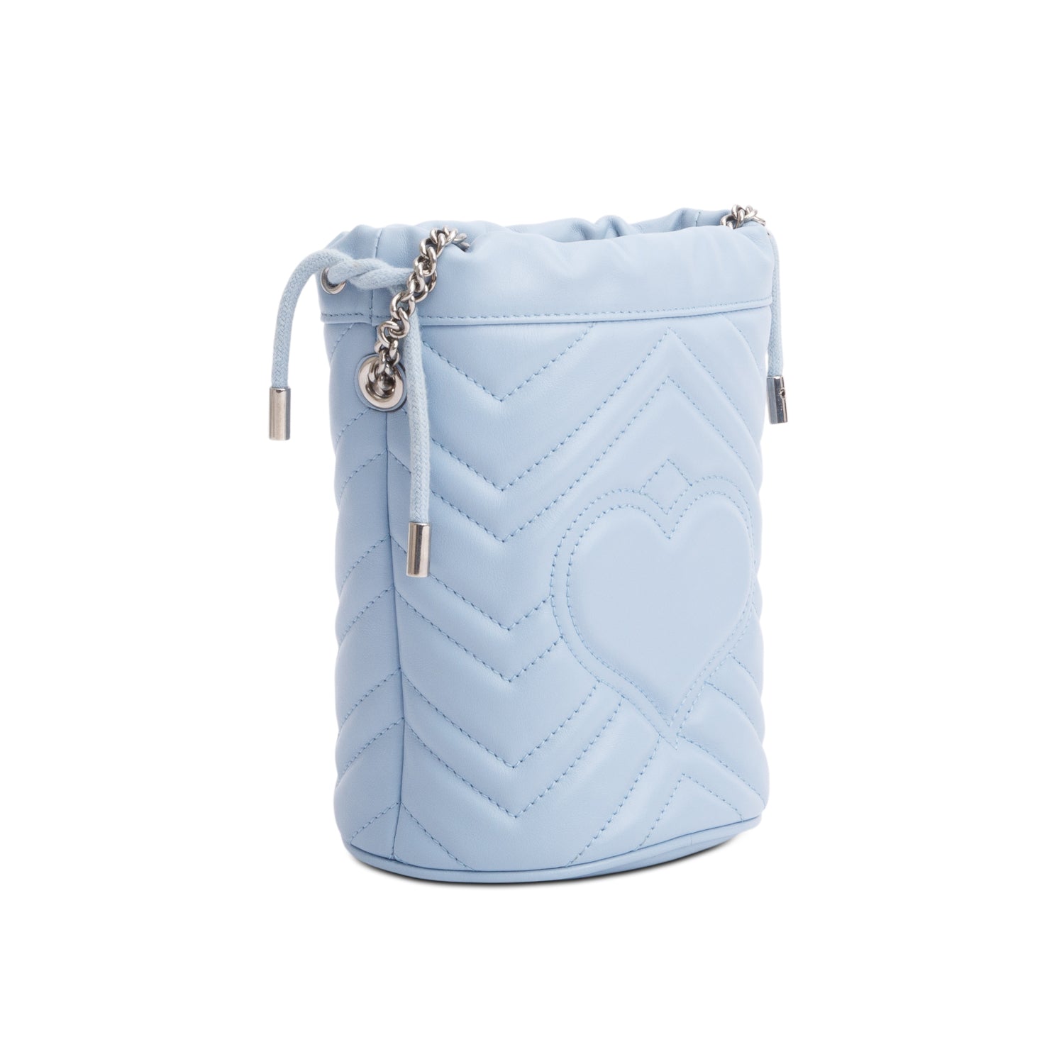 Gucci Blue Calfskin Leather GG Marmont Mini Bucket Bag