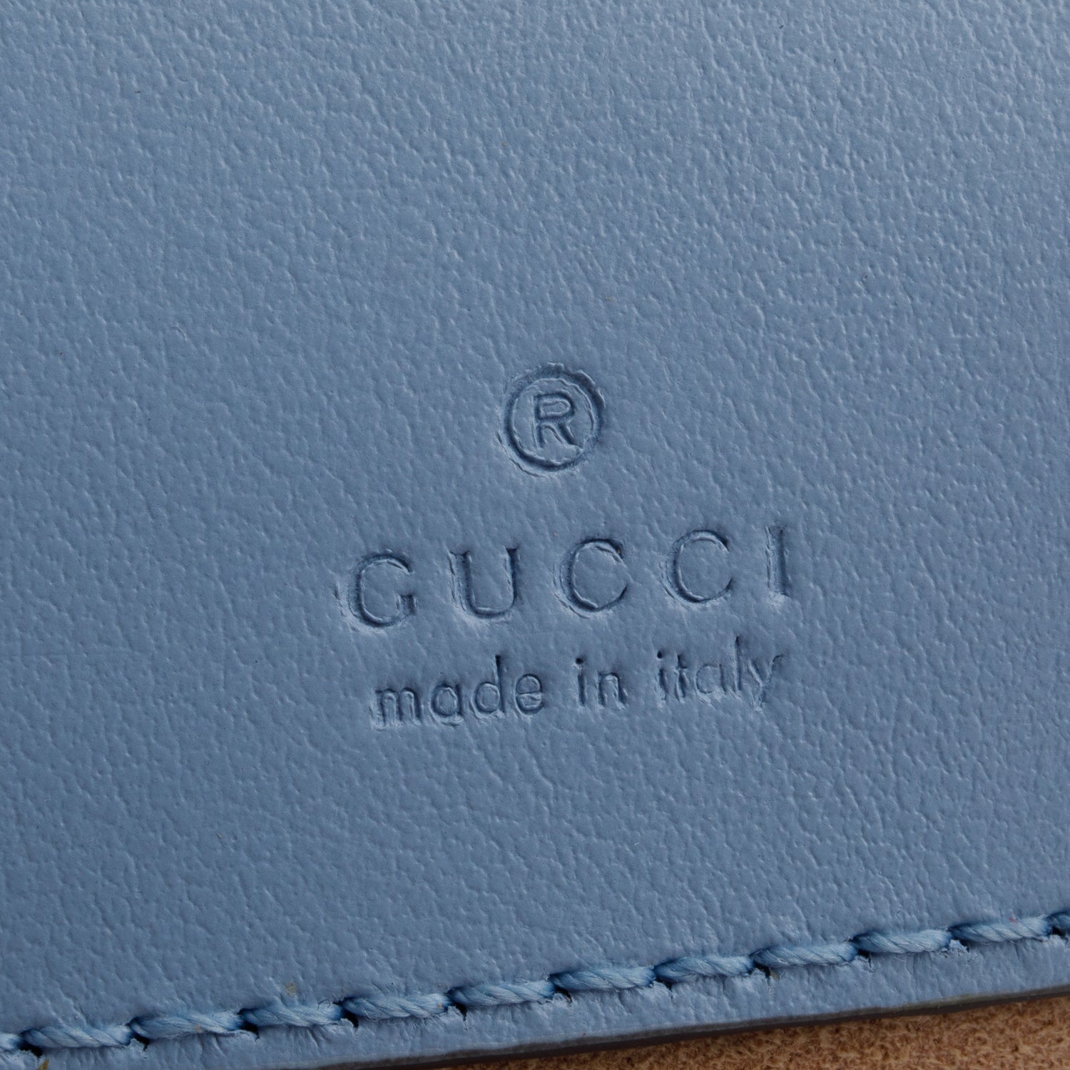 Gucci Blue Calfskin Leather GG Marmont Mini Bucket Bag