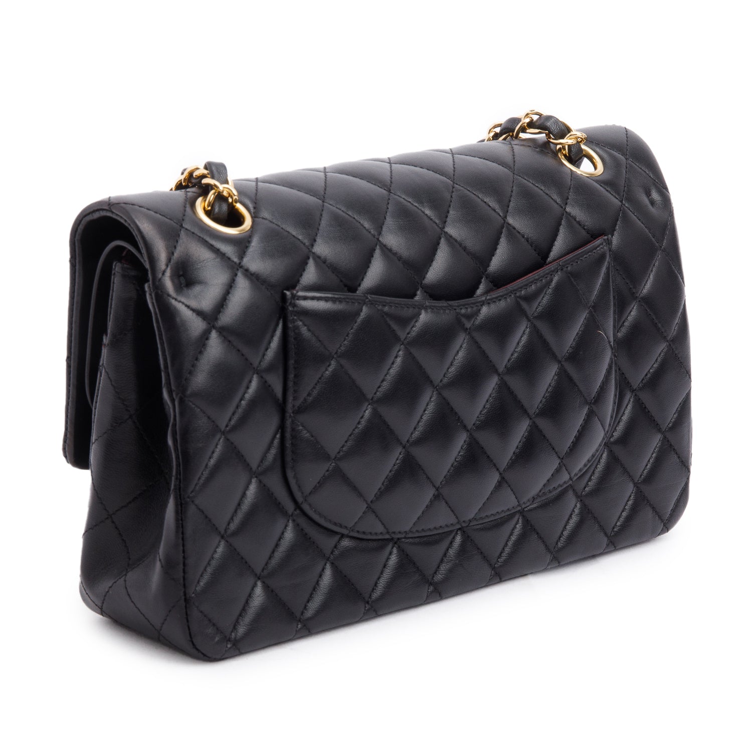 Chanel Black Quilted Lambskin Leather Classic Medium Double Flap Bag w/ Box & Authenticity Card